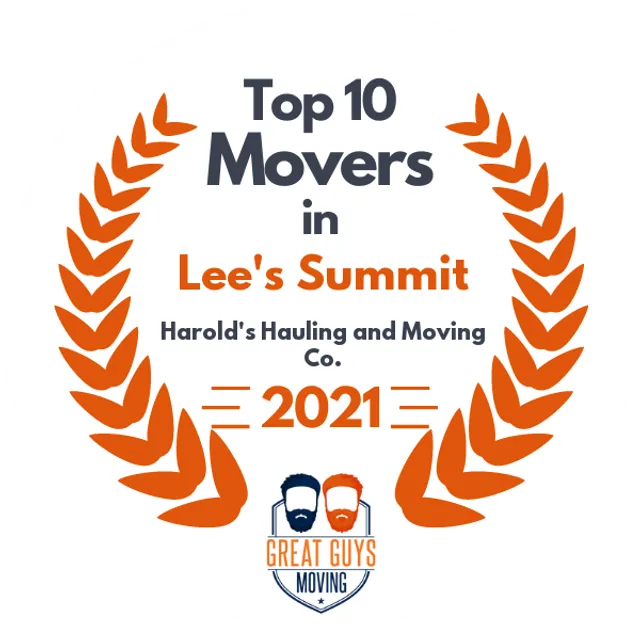 Top 10 Movers in Lee's Summit, MO 2021 award