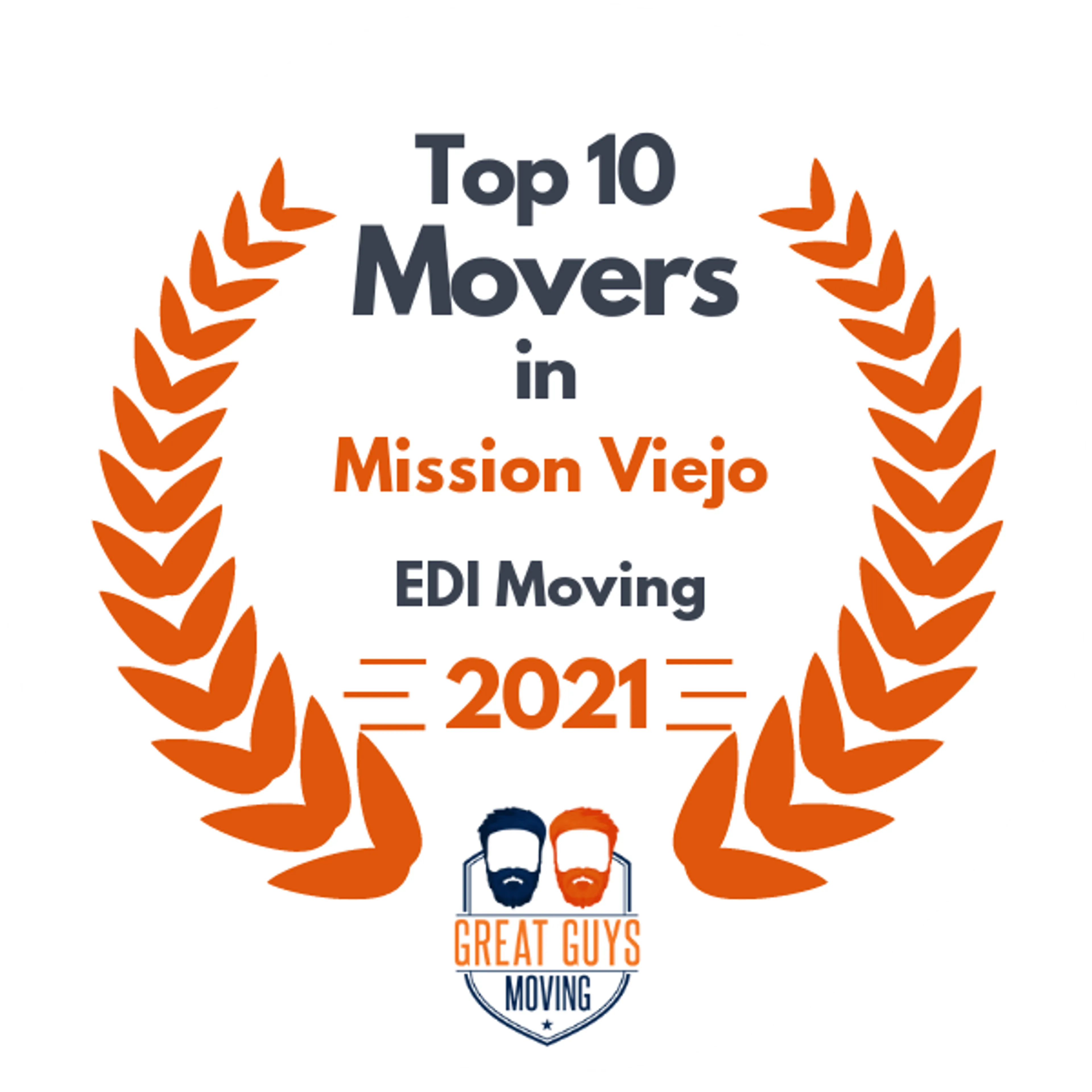 Top 10 Movers in Anaheim, CA 2021 award