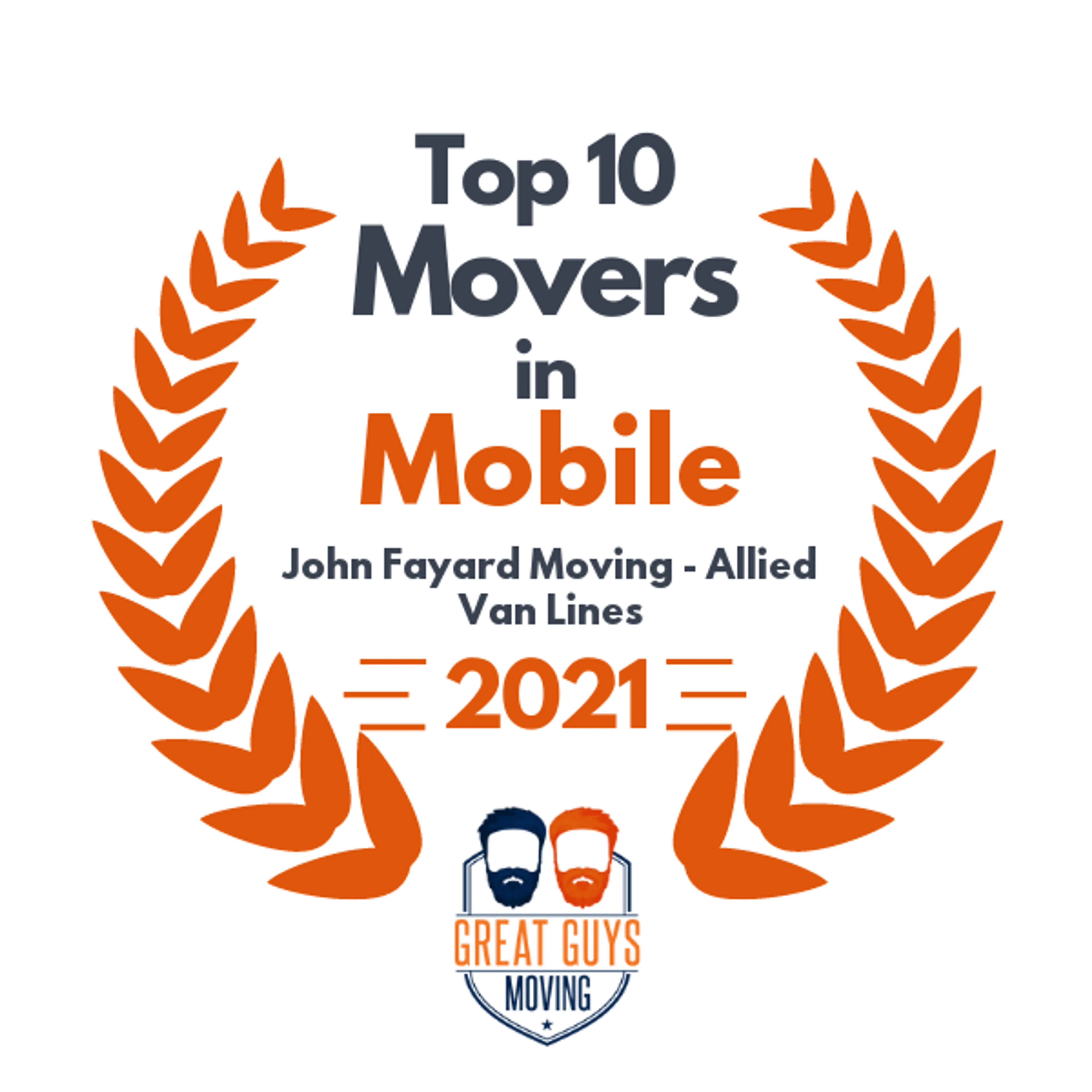 Top 10 Movers in Mobile, AL 2021 award