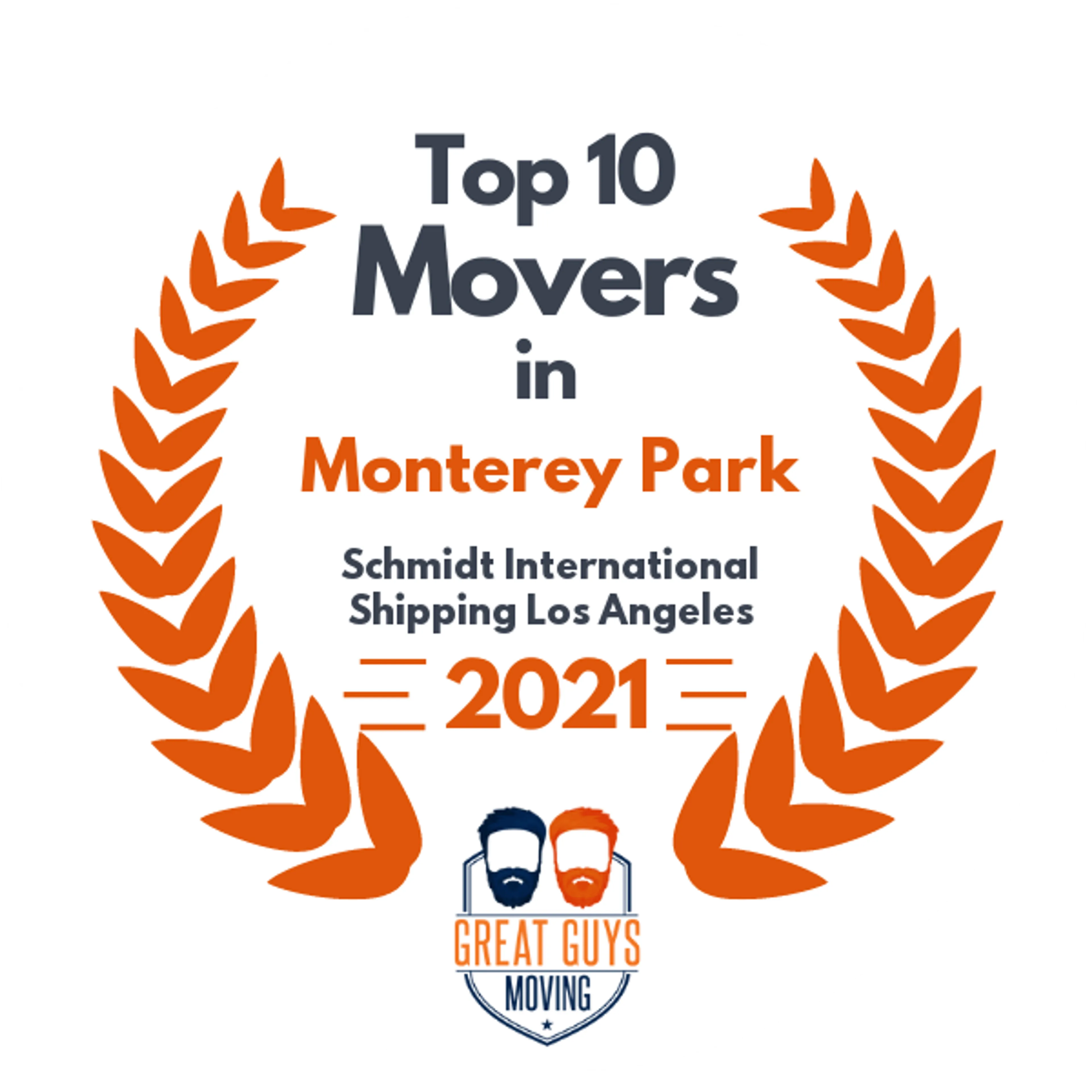 Top 10 Movers in Monterey Park, CA 2021 award