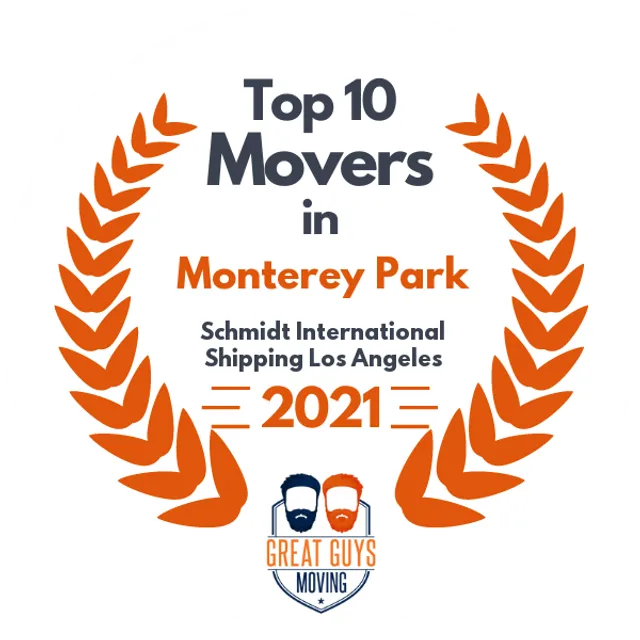 Top 10 Movers in Monterey Park, CA 2021 award