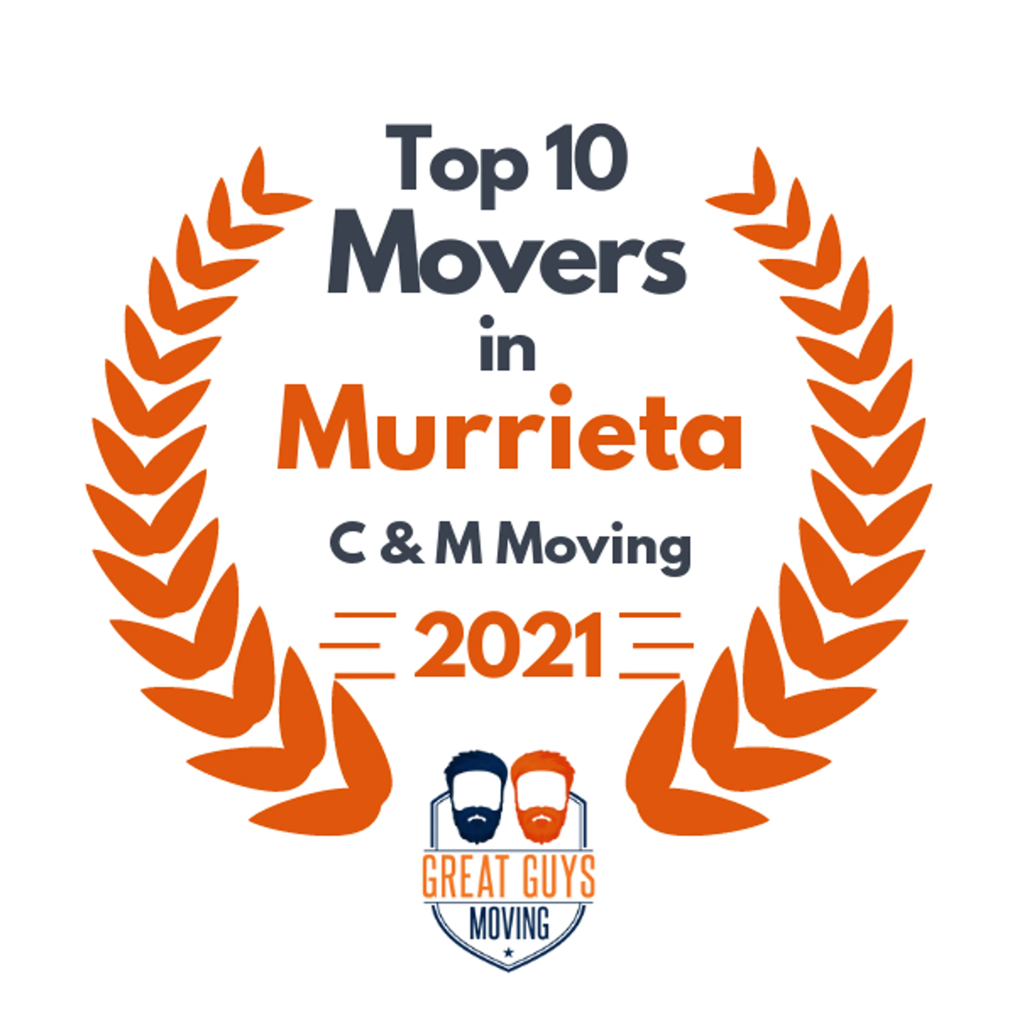 Top 10 Movers in Murrieta, CA 2021 award