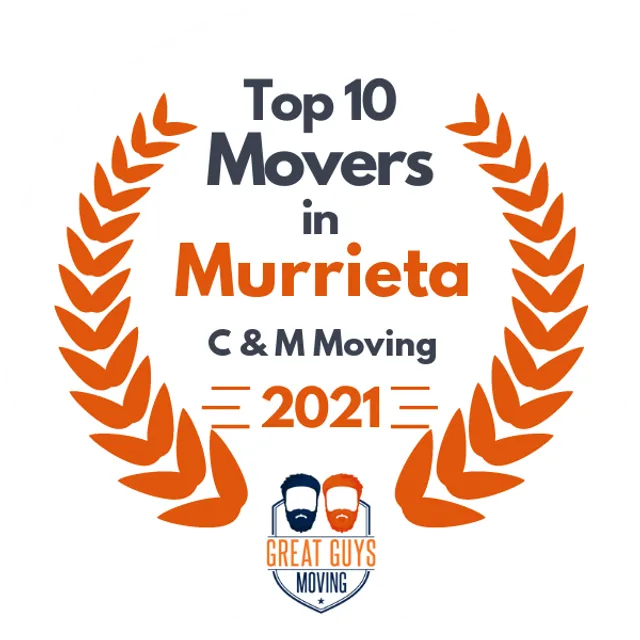 Top 10 Movers in Murrieta, CA 2021 award