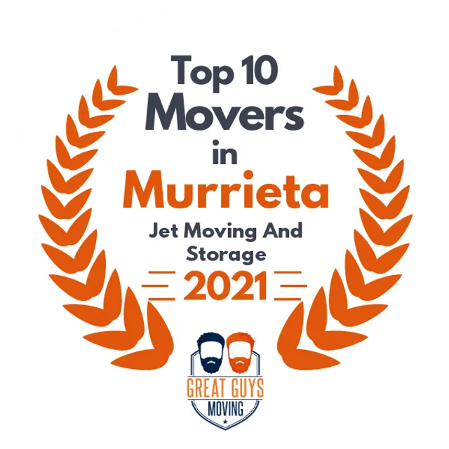 Top 10 Movers in Murrieta, CA 2021 award