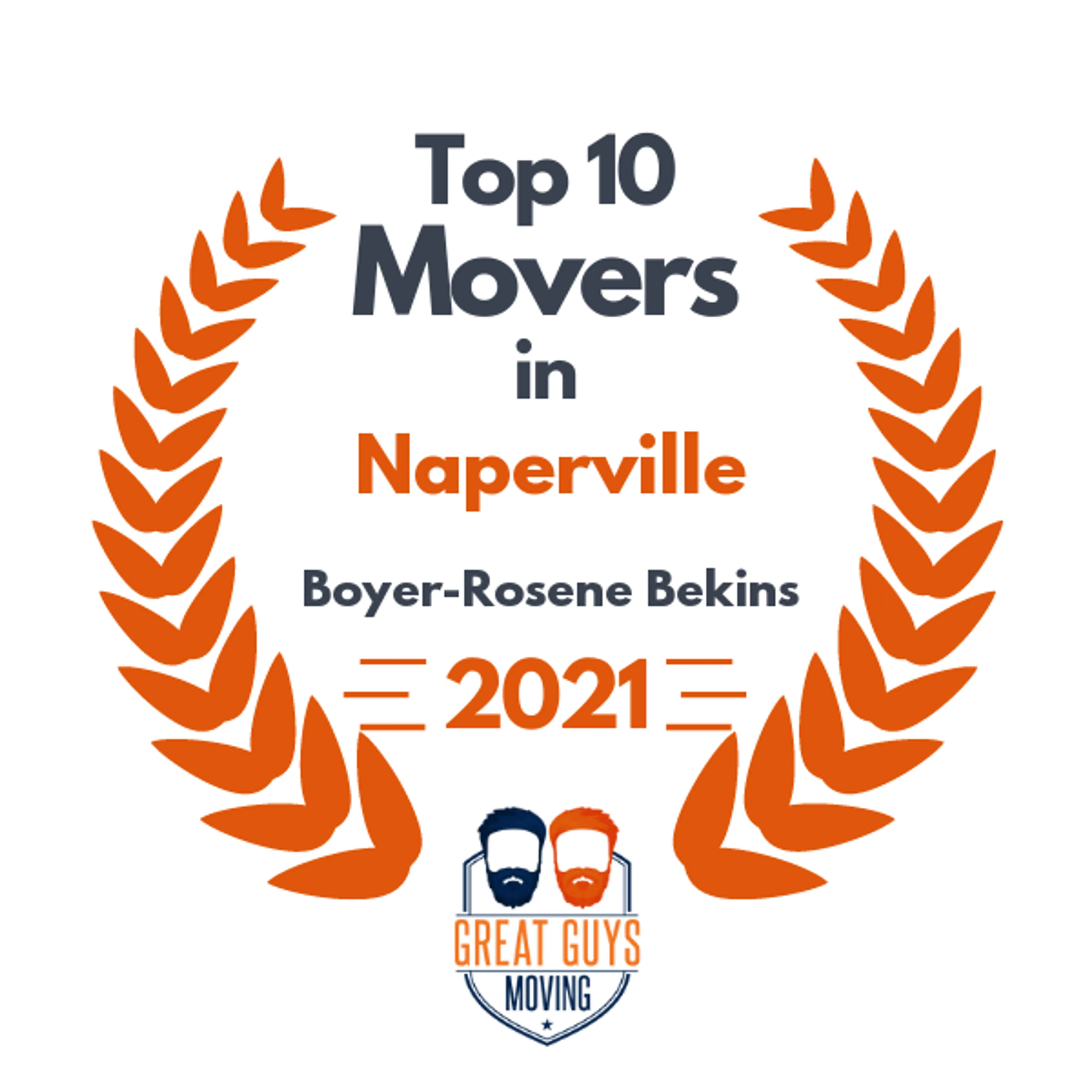 Top 10 Movers in Naperville, IL 2021 award