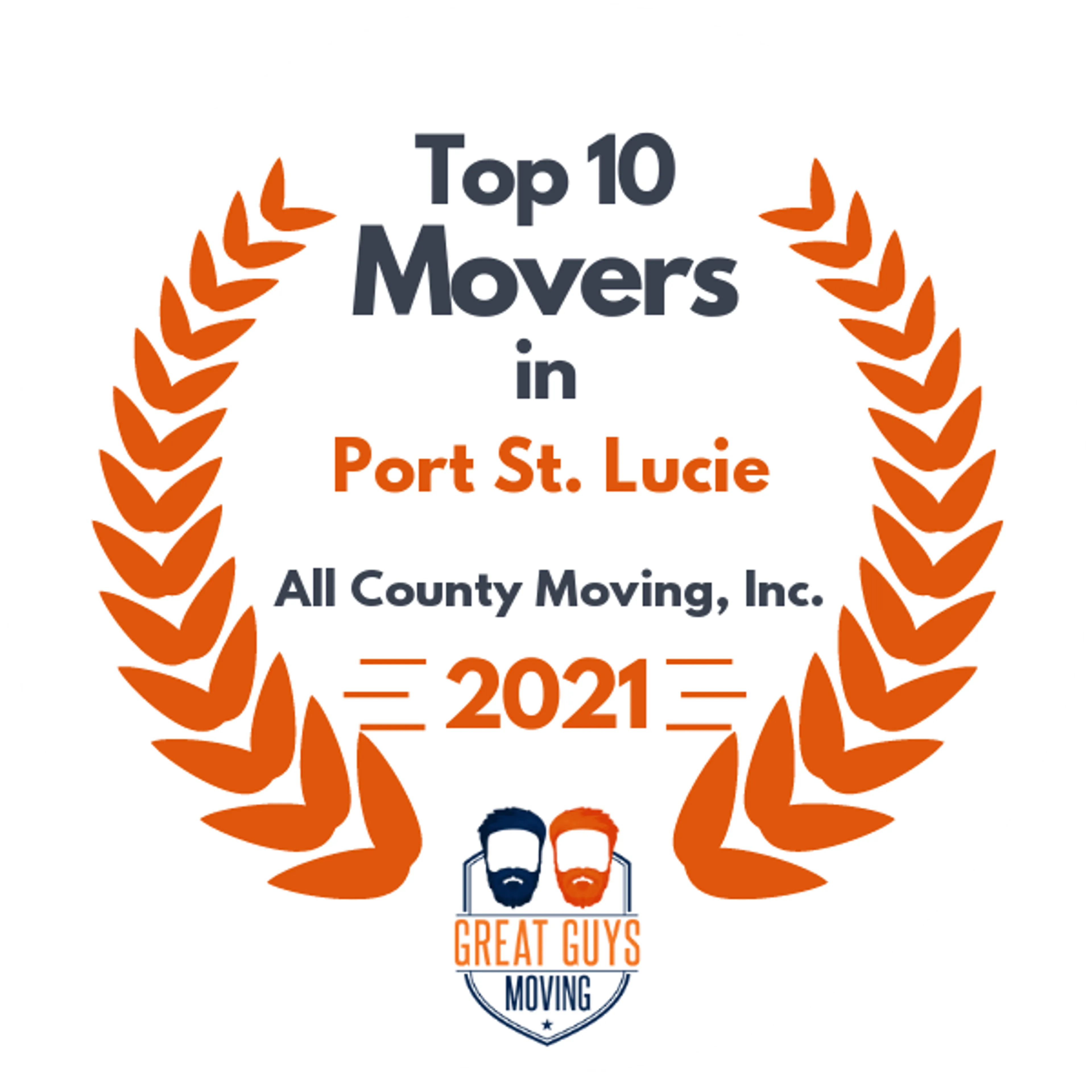 Top 10 Movers in Port St. Lucie, FL 2021 award