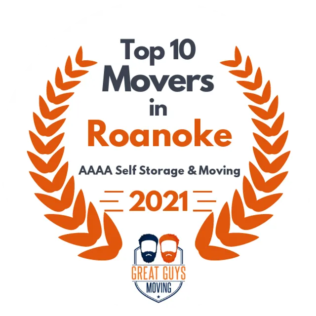 Top 10 Movers in Roanoke, VA 2021 award