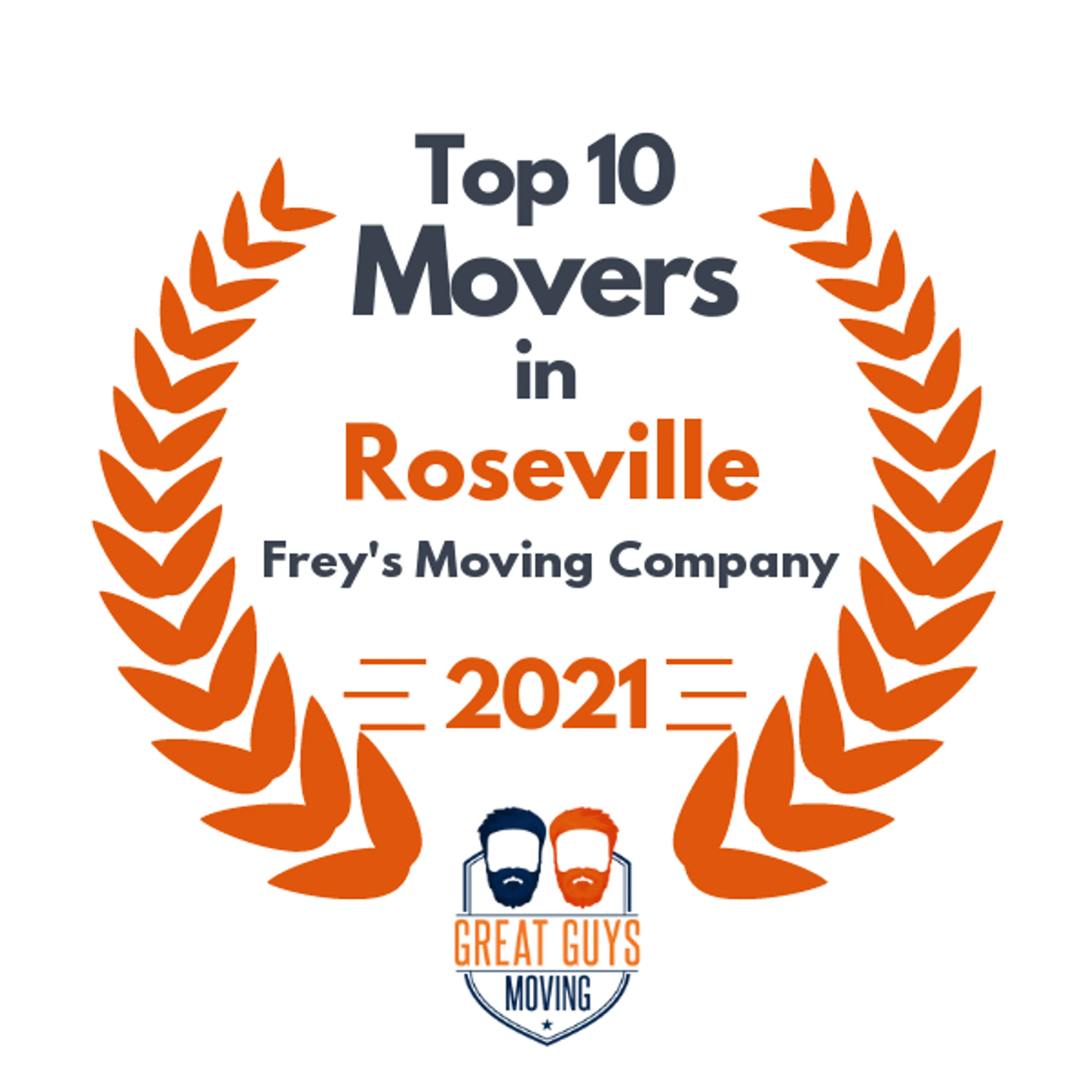 Top 10 Movers in Roseville, CA 2021 award