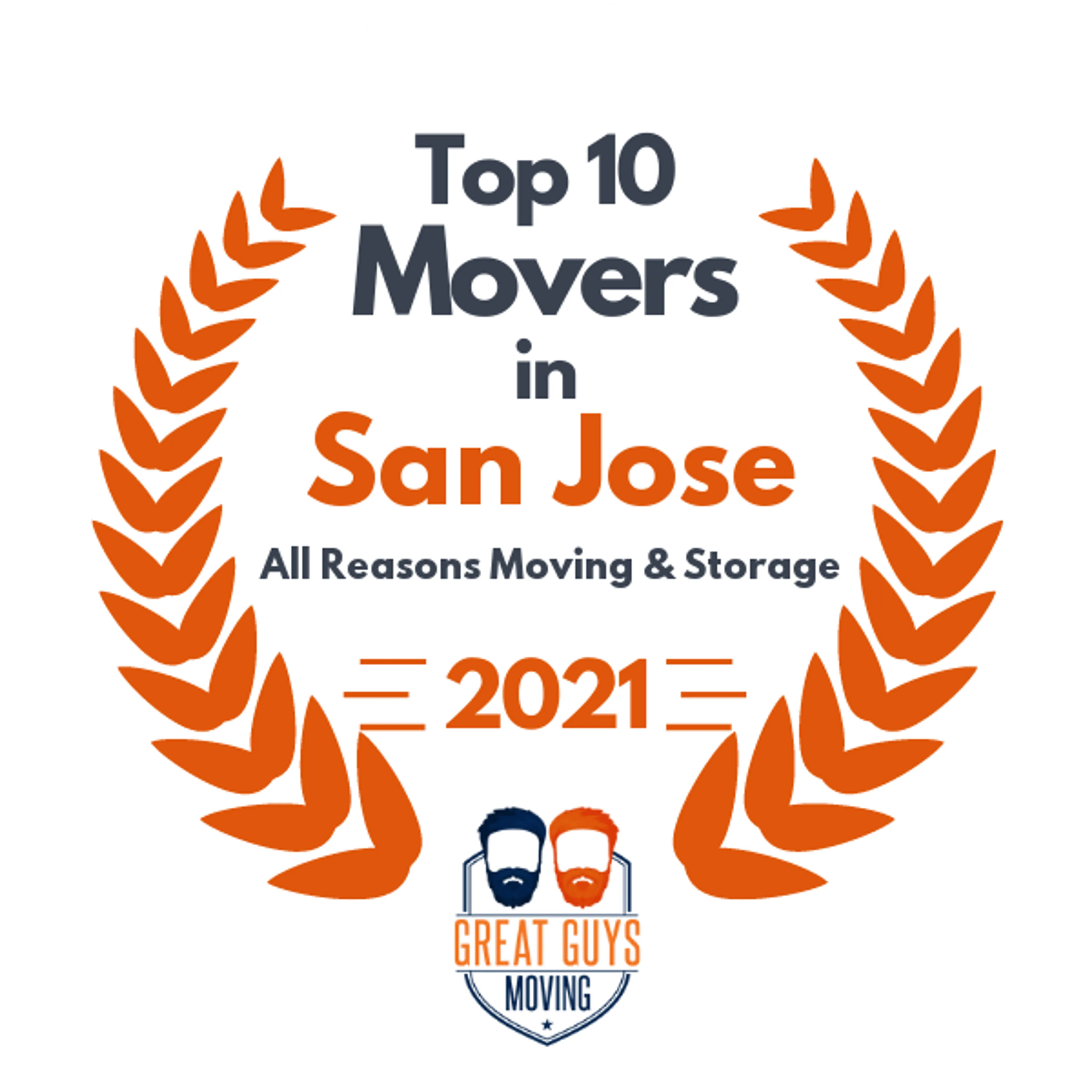 Top 10 Movers in San Jose, CA 2021 award