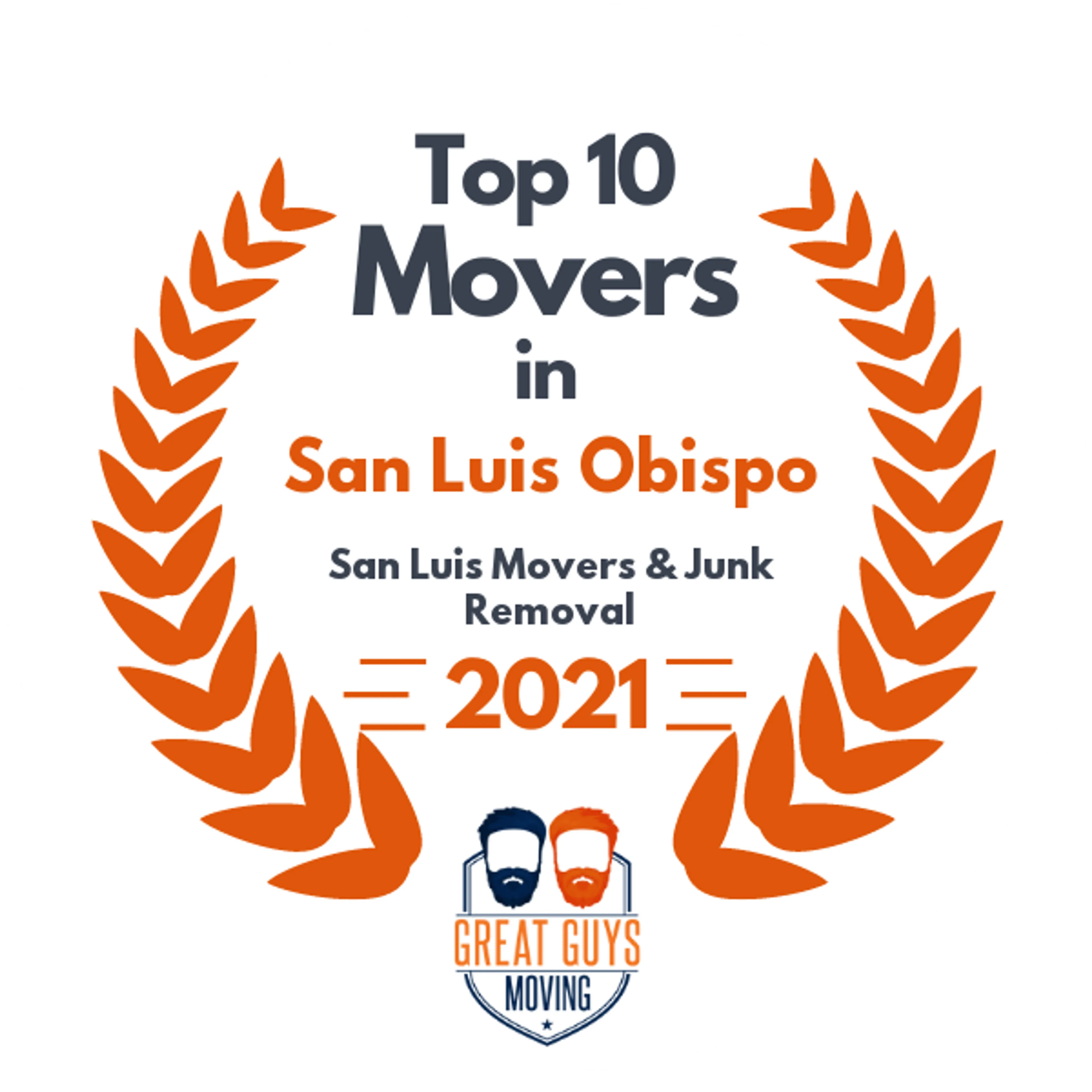 Top 10 Movers in San Luis Obispo, CA 2021 award