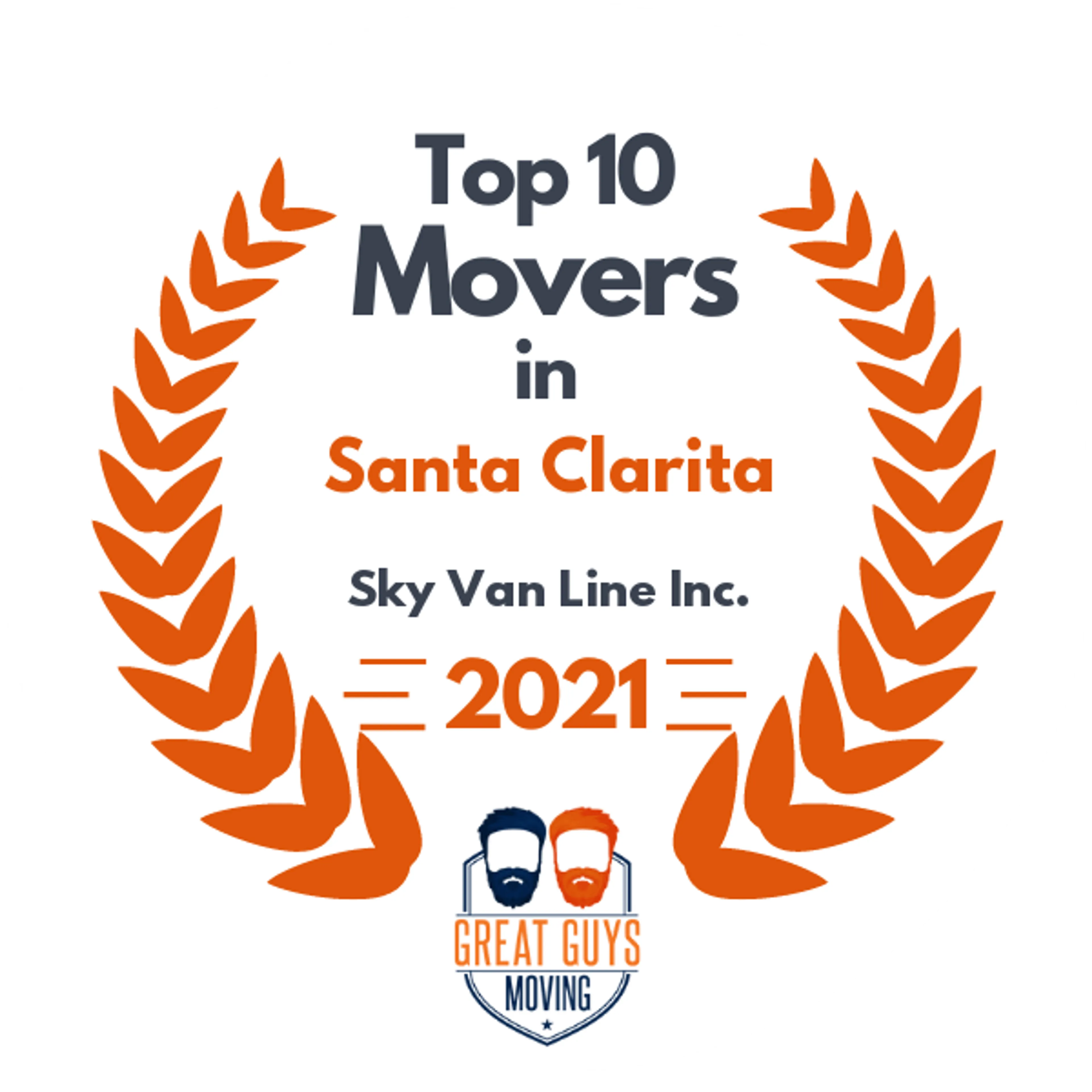 Top 10 Movers in Santa Clarita, CA 2021 award