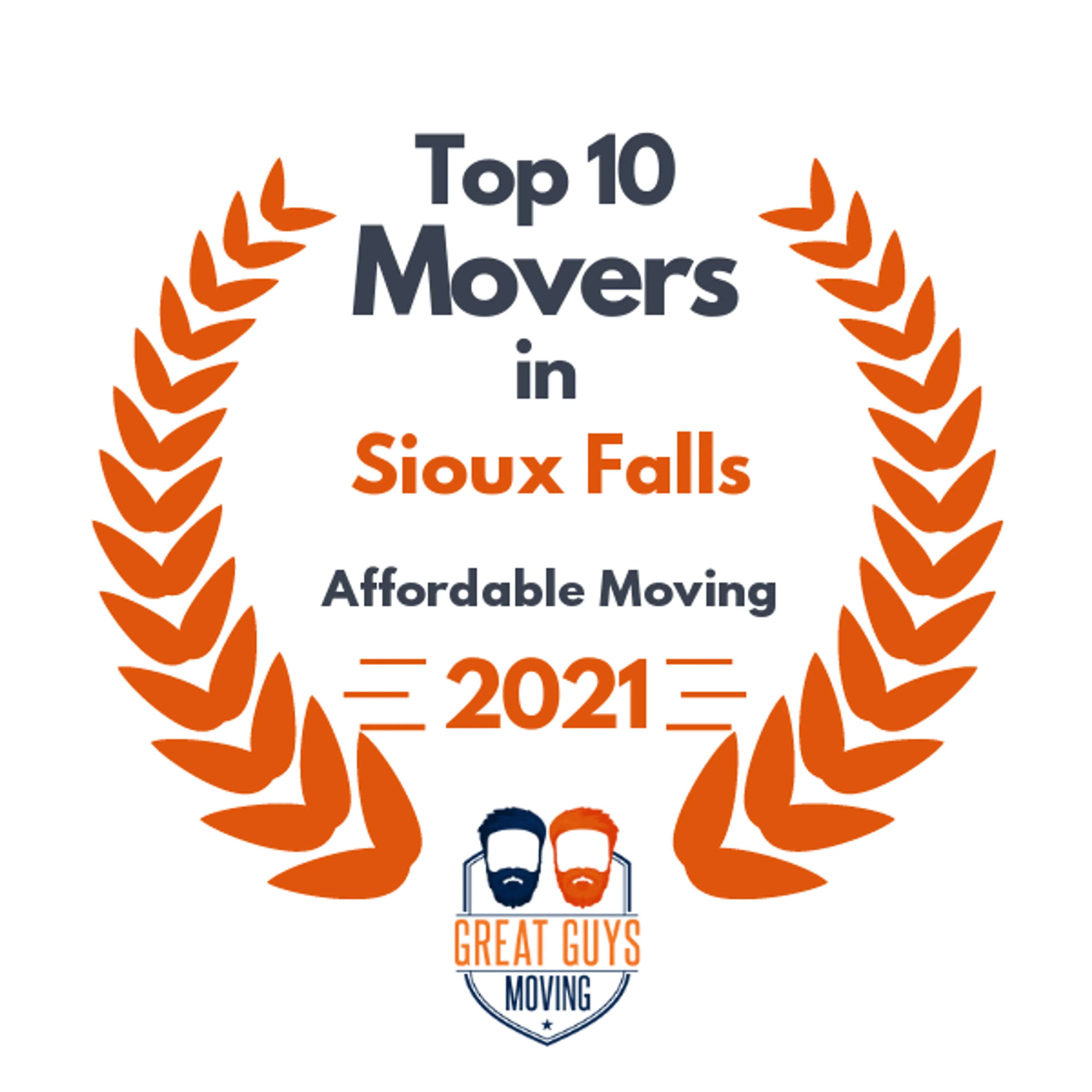 Top 10 Movers in Sioux Falls, SD 2021 award