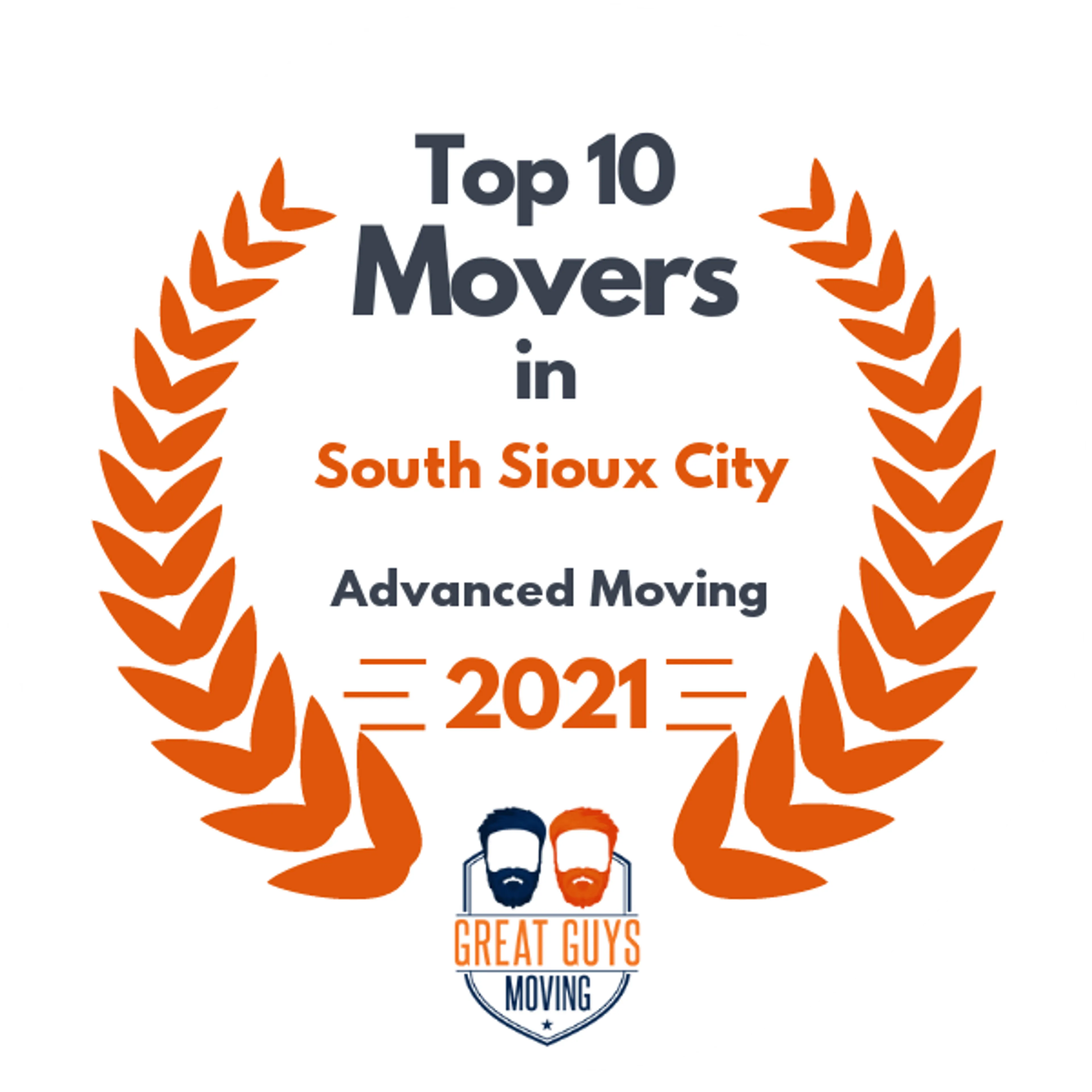 Top 10 Movers in Sioux Falls, SD 2021 award