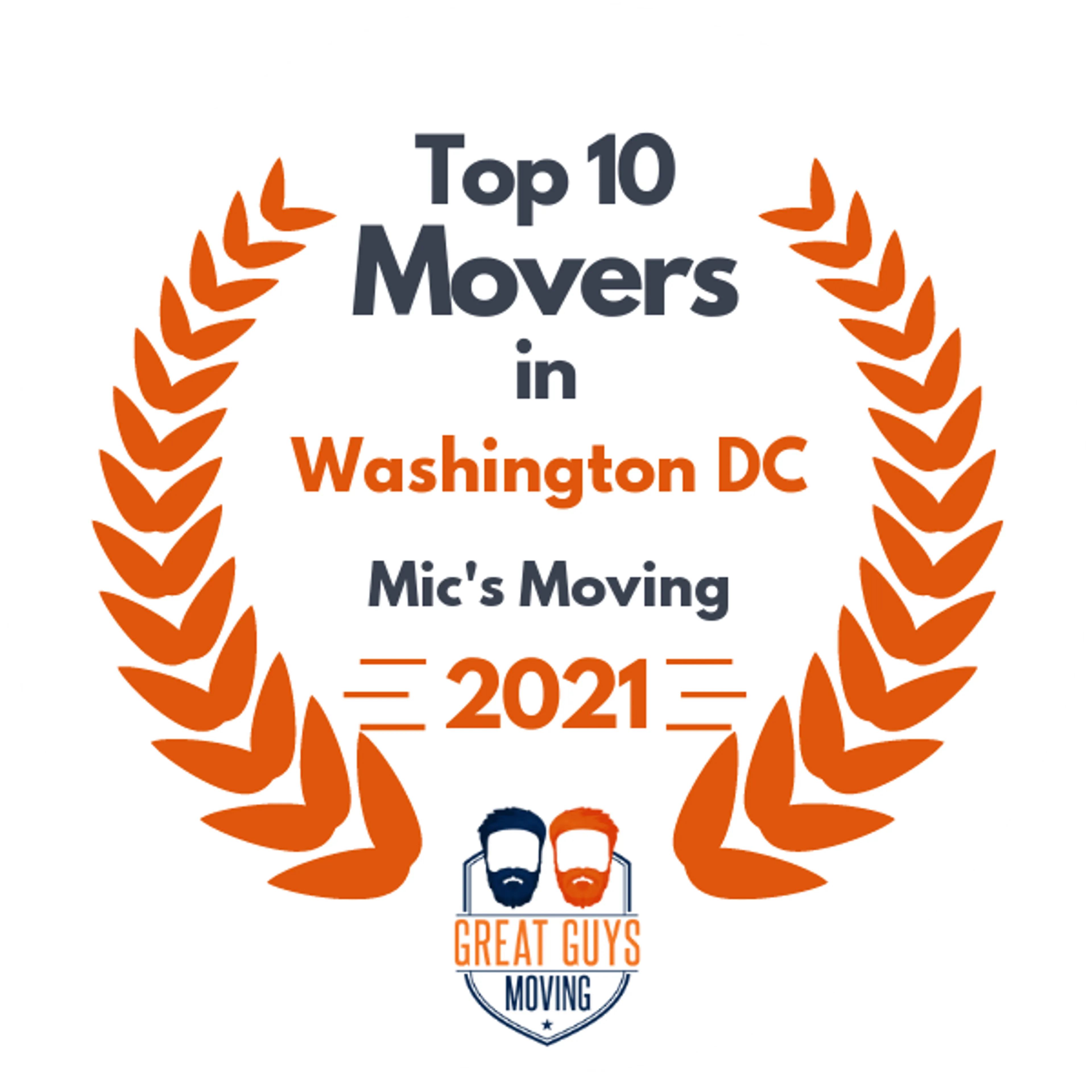 Top 10 Movers in Washington DC, DC 2021 award