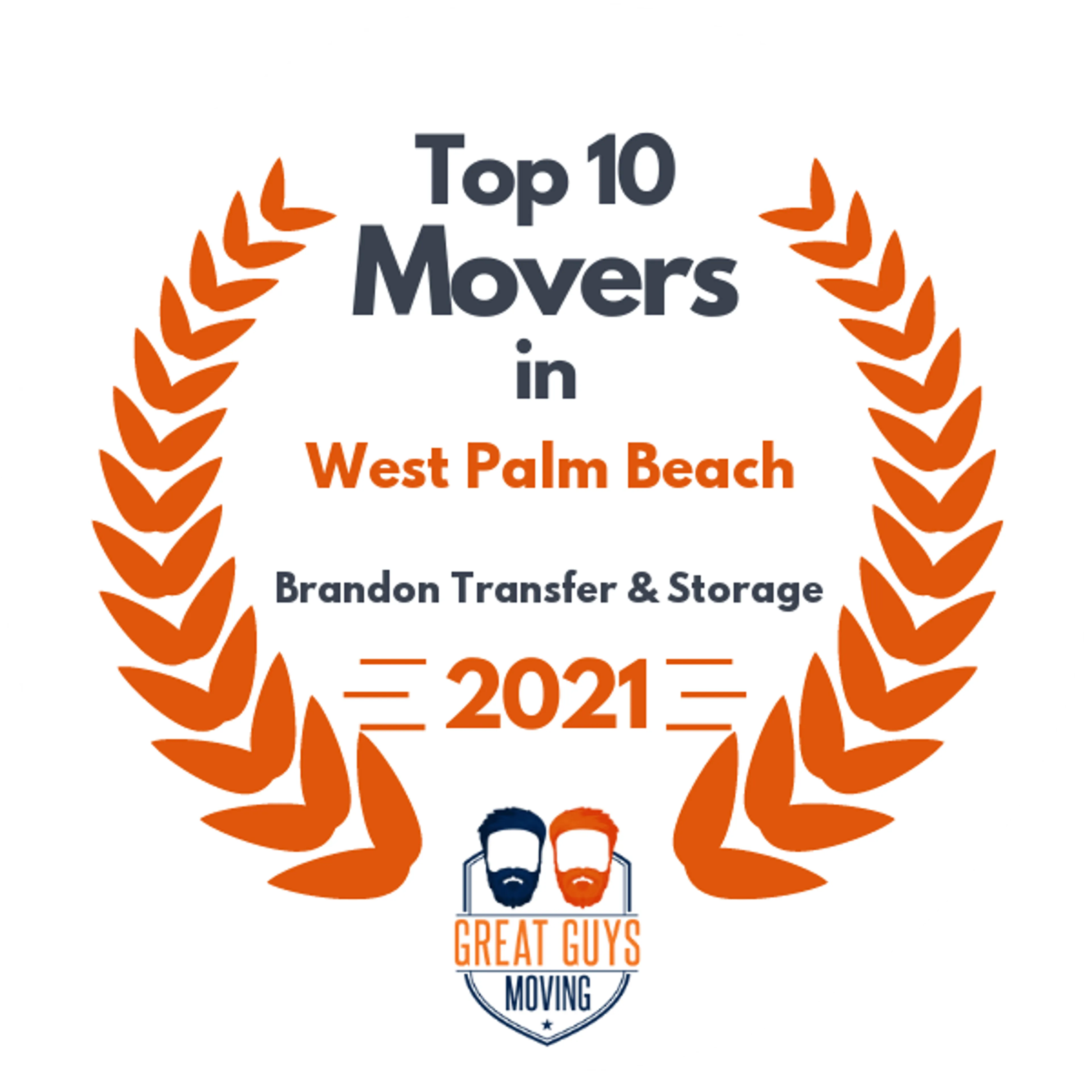 Top 10 Movers in West Palm Beach, FL 2021 award
