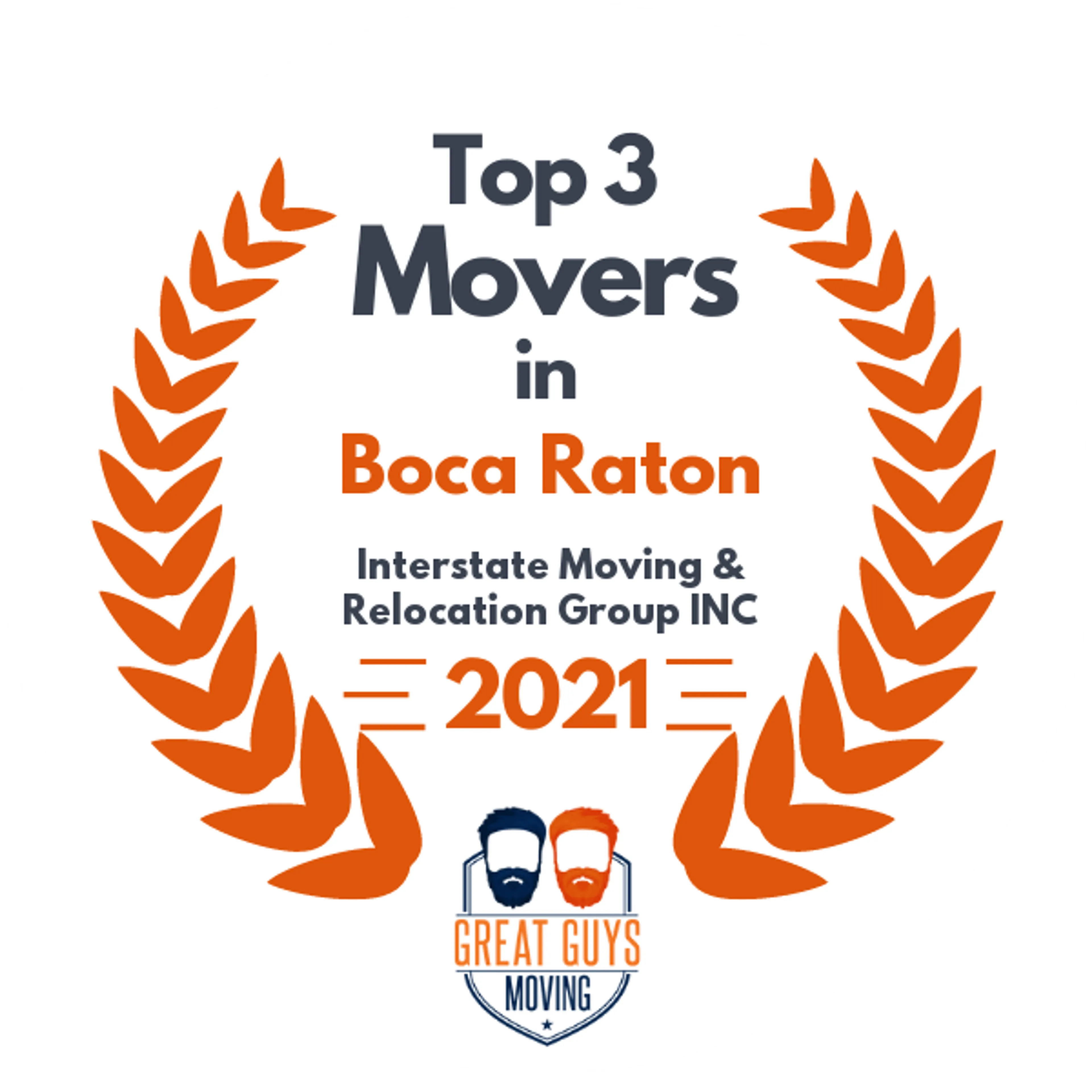 Top 3 Movers in Boca Raton, FL 2021 award
