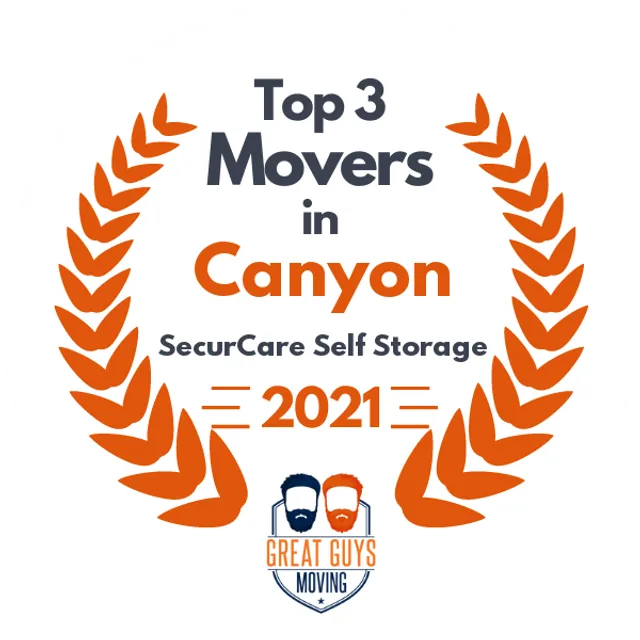 Top 3 Movers in Canyon, TX 2021 award