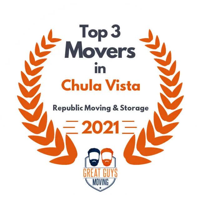 Top 3 Movers in San Diego, CA 2021 award