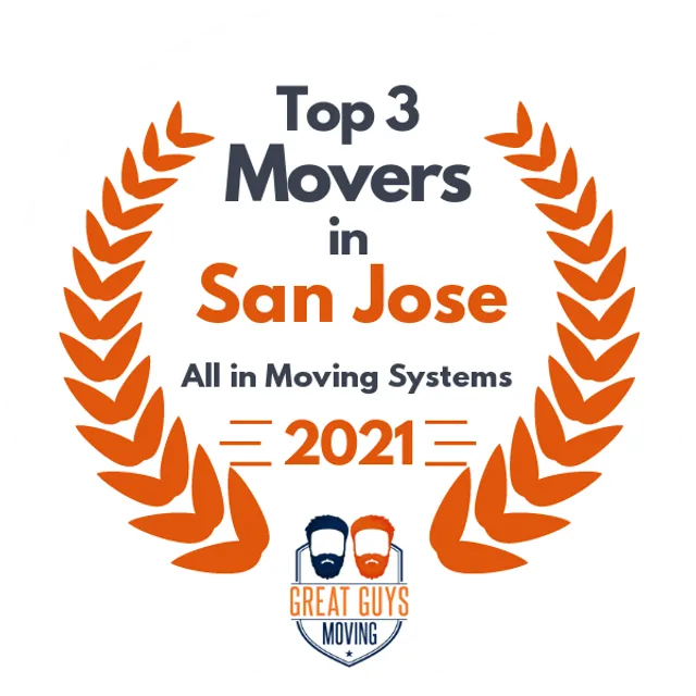 Top 3 Movers in San Jose, CA 2021 award