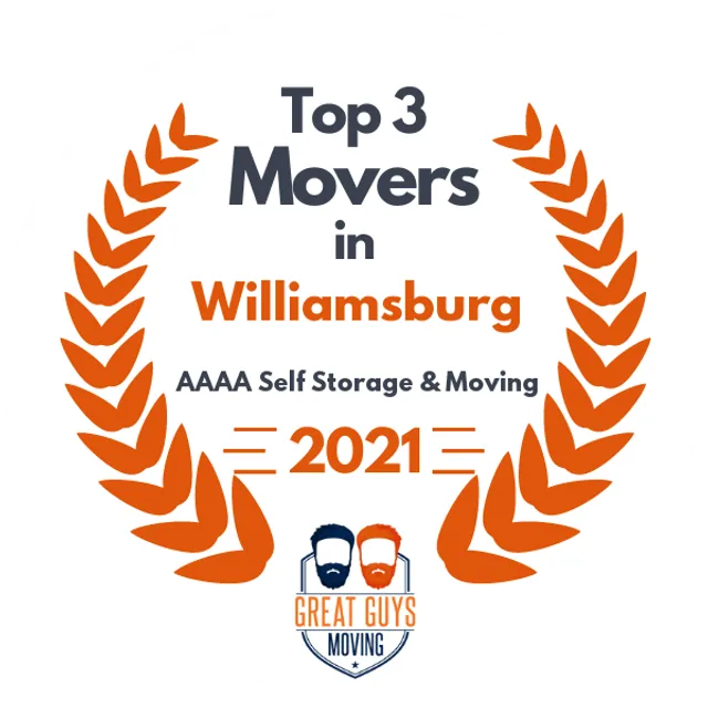 Top 3 Movers in Williamsburg, VA 2021 award