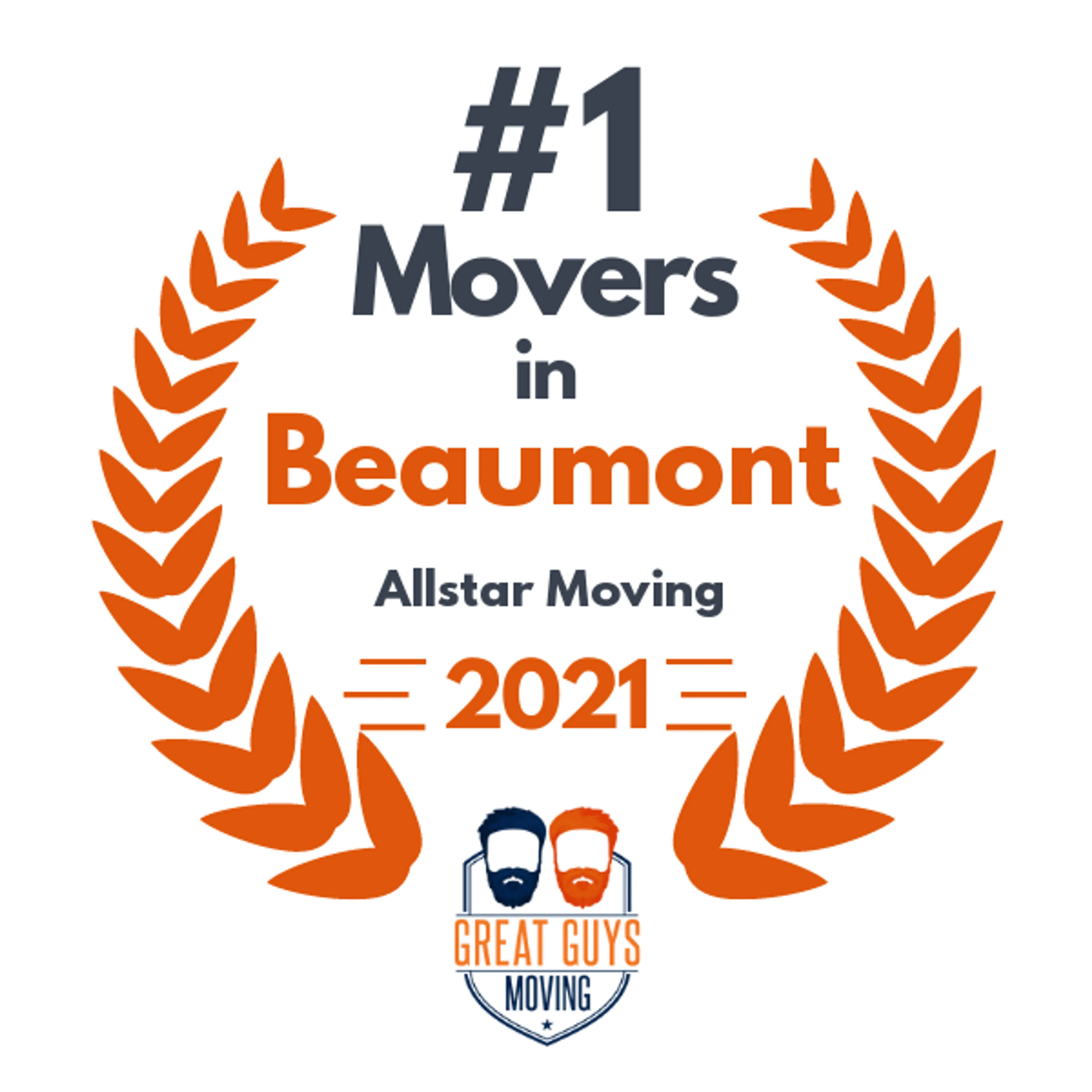 #1 Ranked Movers in Beaumont, TX 2021 award