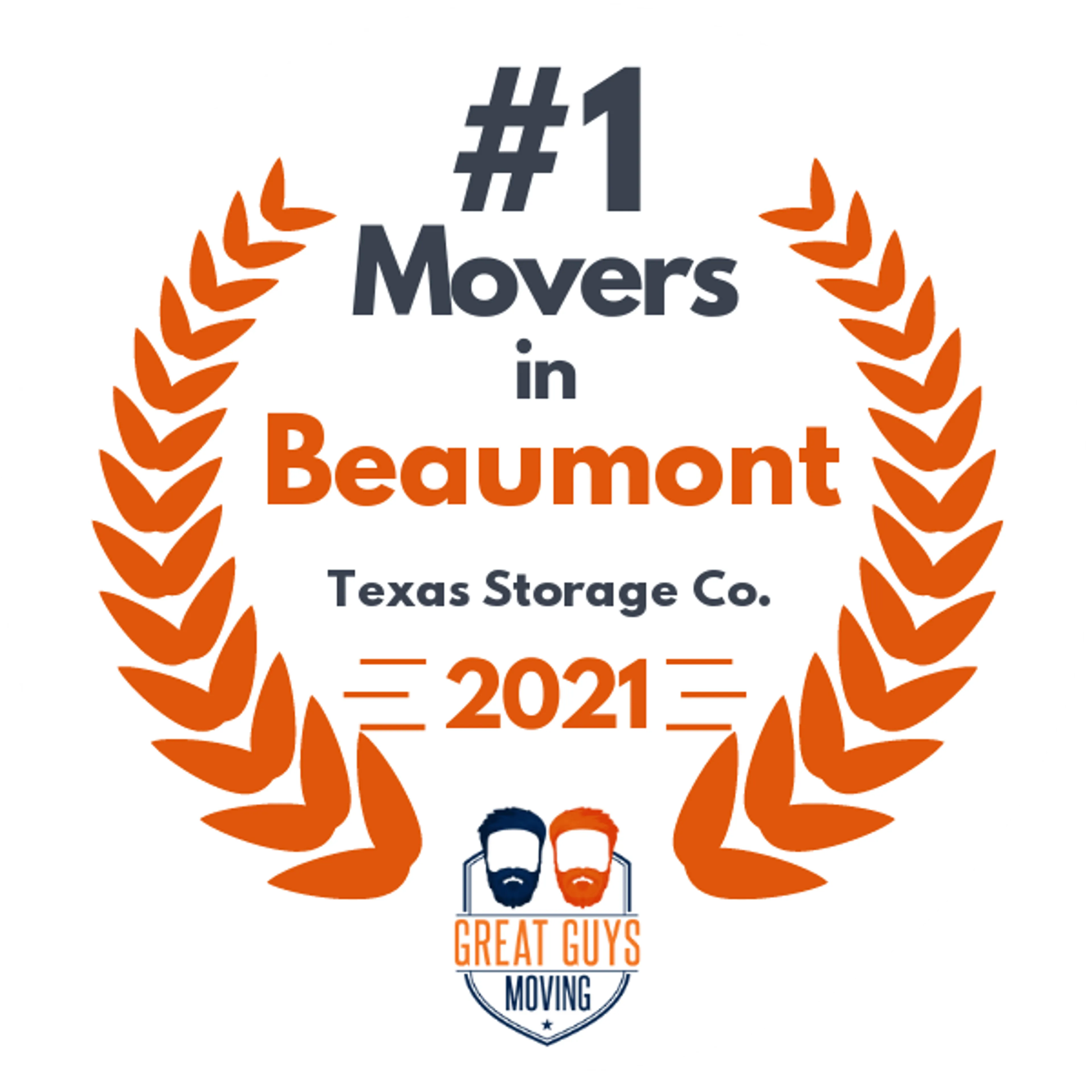 #1 Ranked Movers in Beaumont, TX 2021 award
