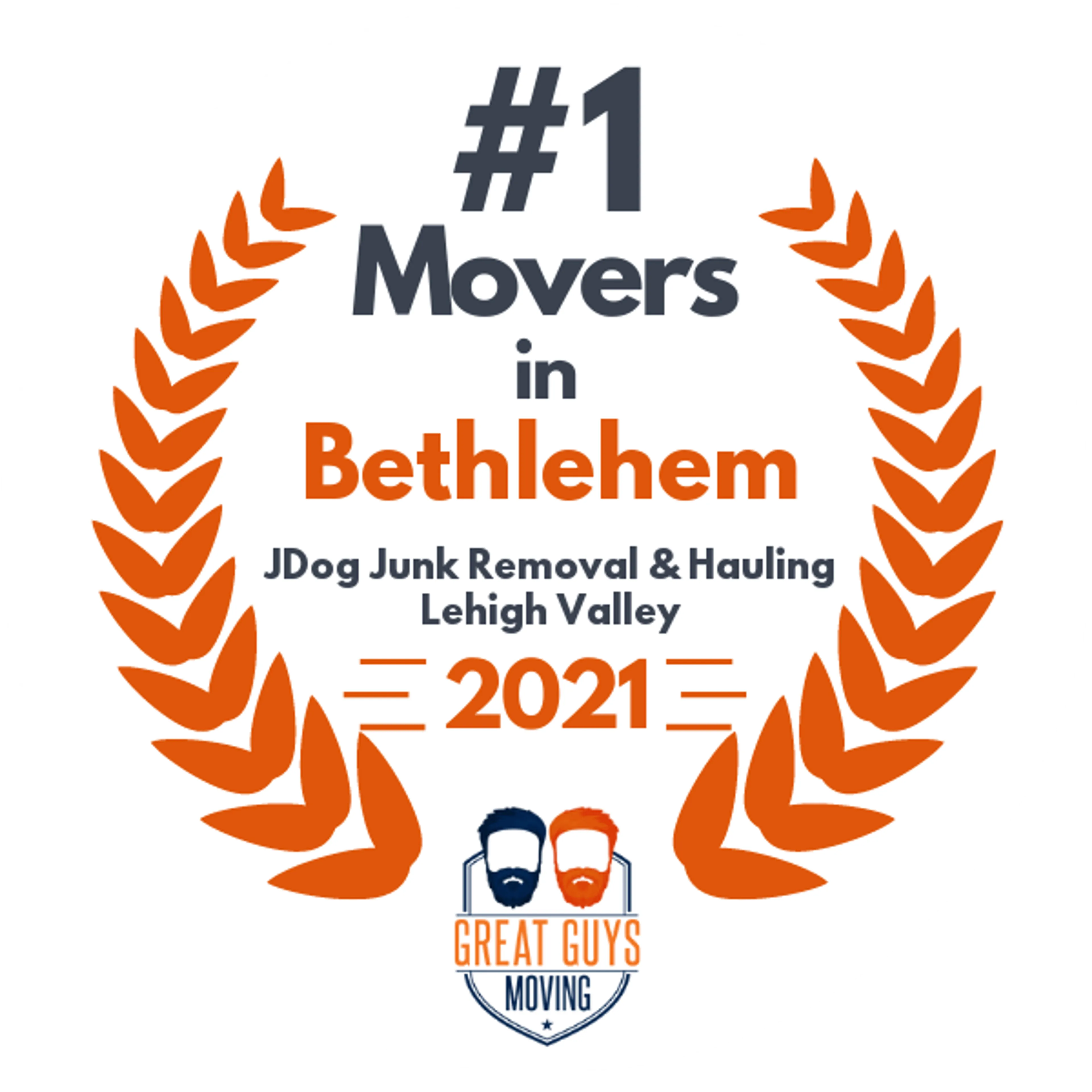 #1 Ranked Movers in Bethlehem, PA 2021 award