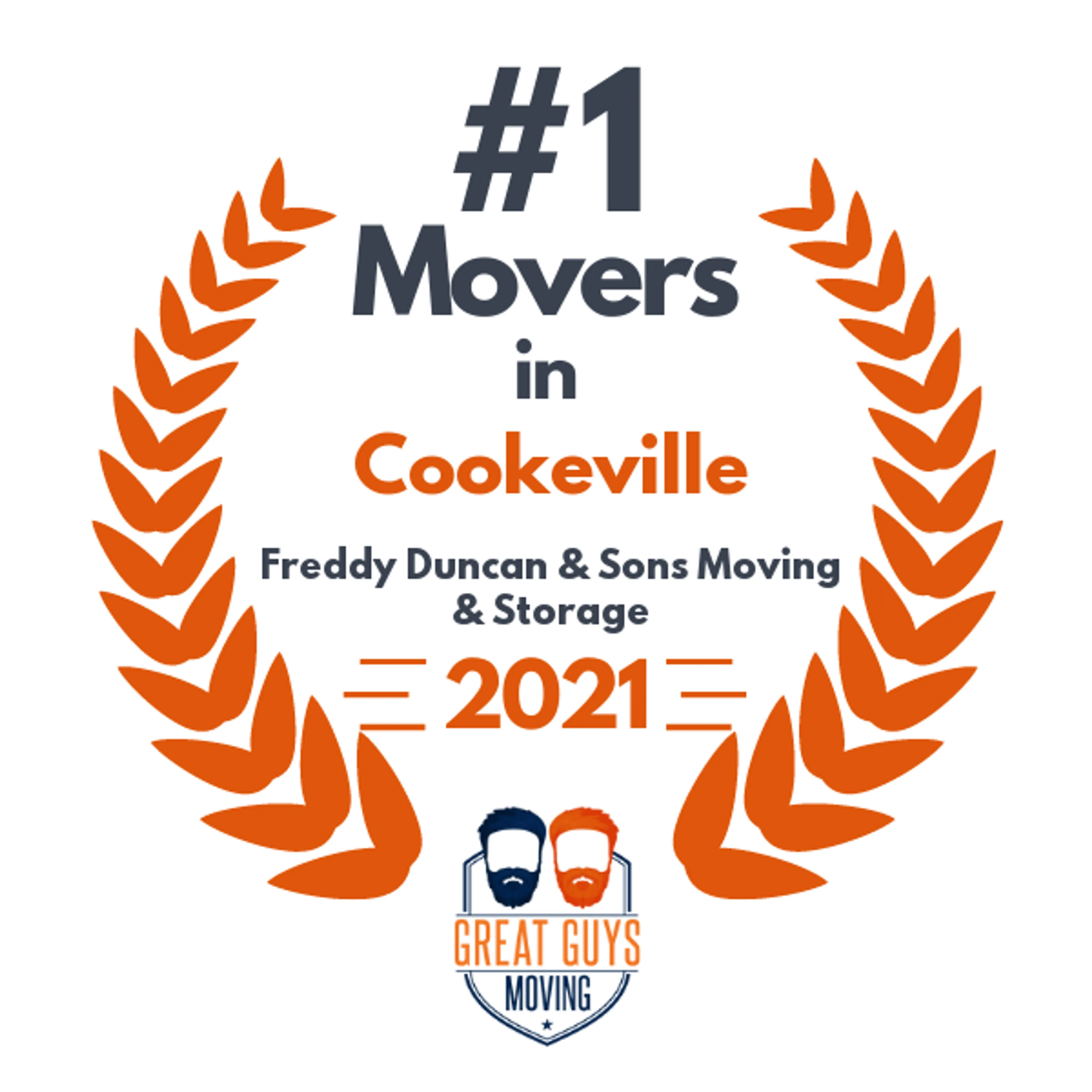 #1 Ranked Movers in Cookeville, TN 2021 award