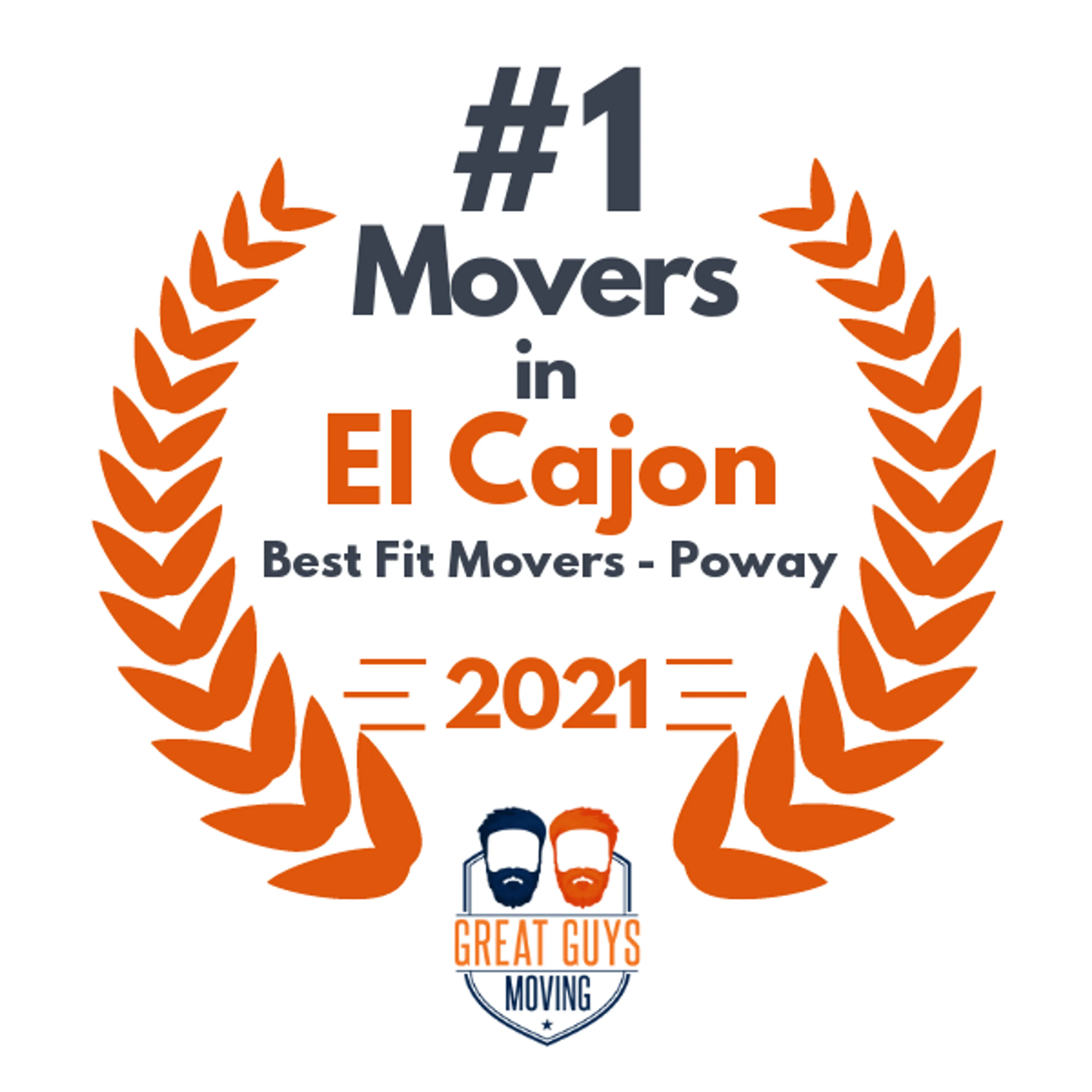 #1 Ranked Movers in San Diego, CA 2021 award