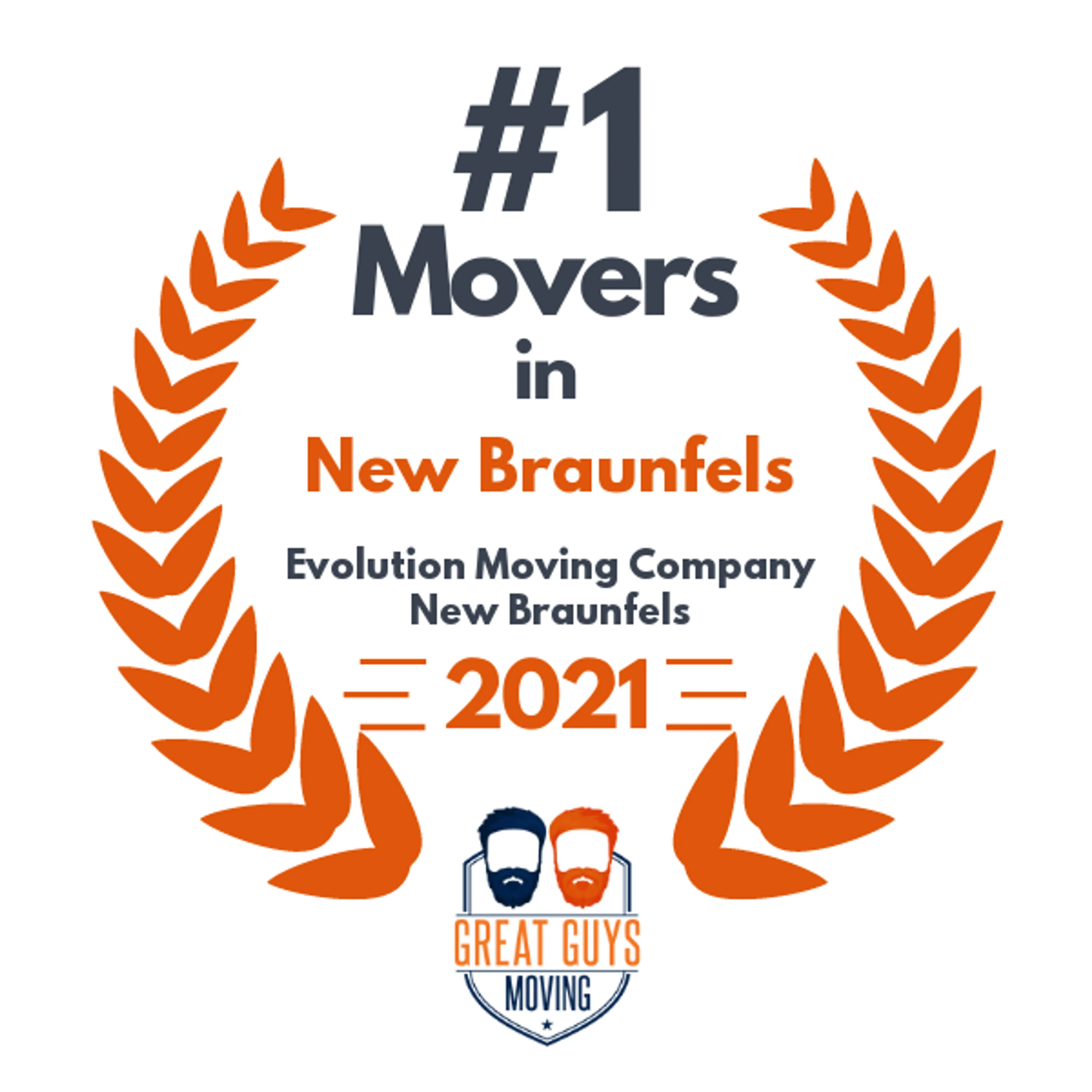 #1 Ranked Movers in New Braunfels, TX 2021 award