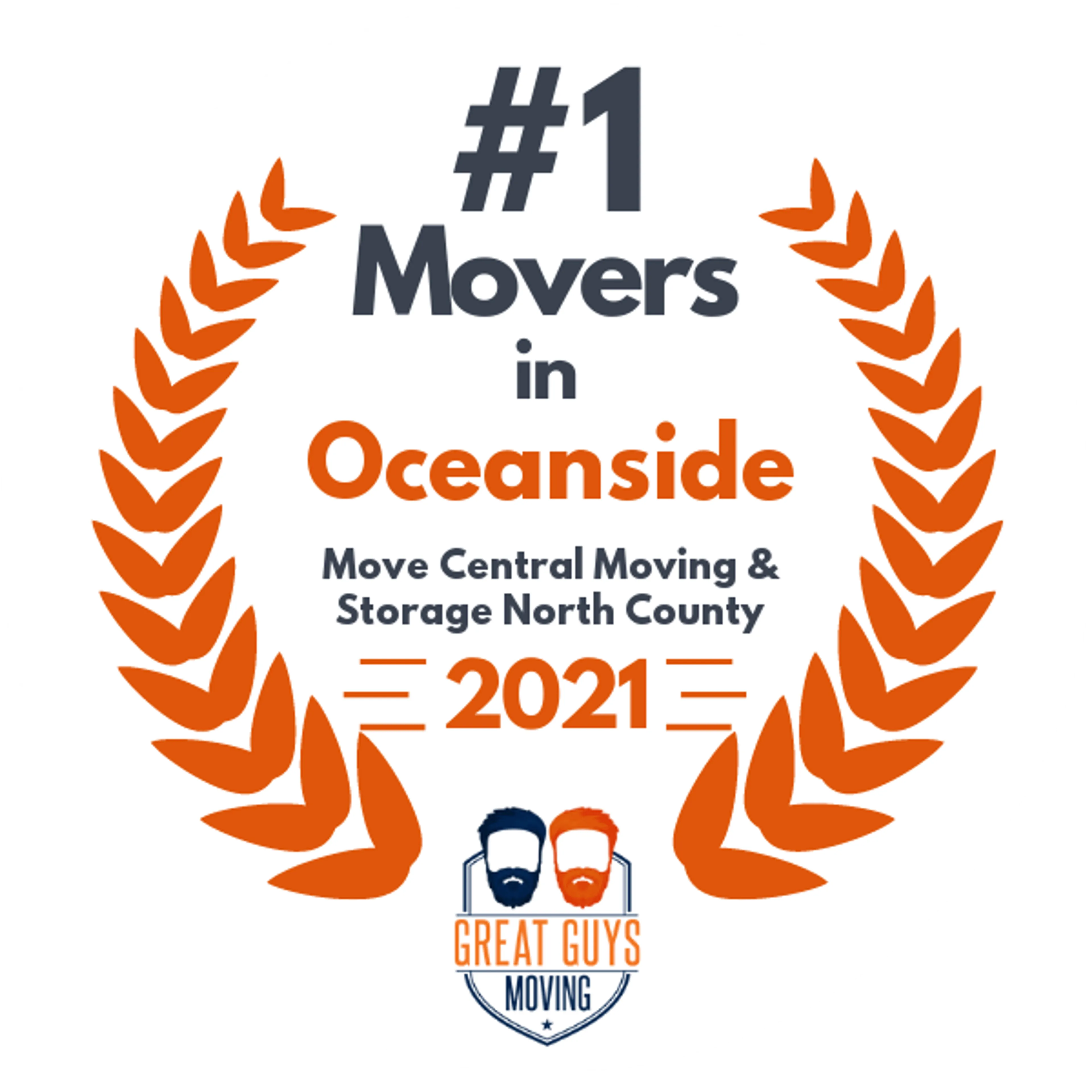 #1 Ranked Movers in San Diego, CA 2021 award