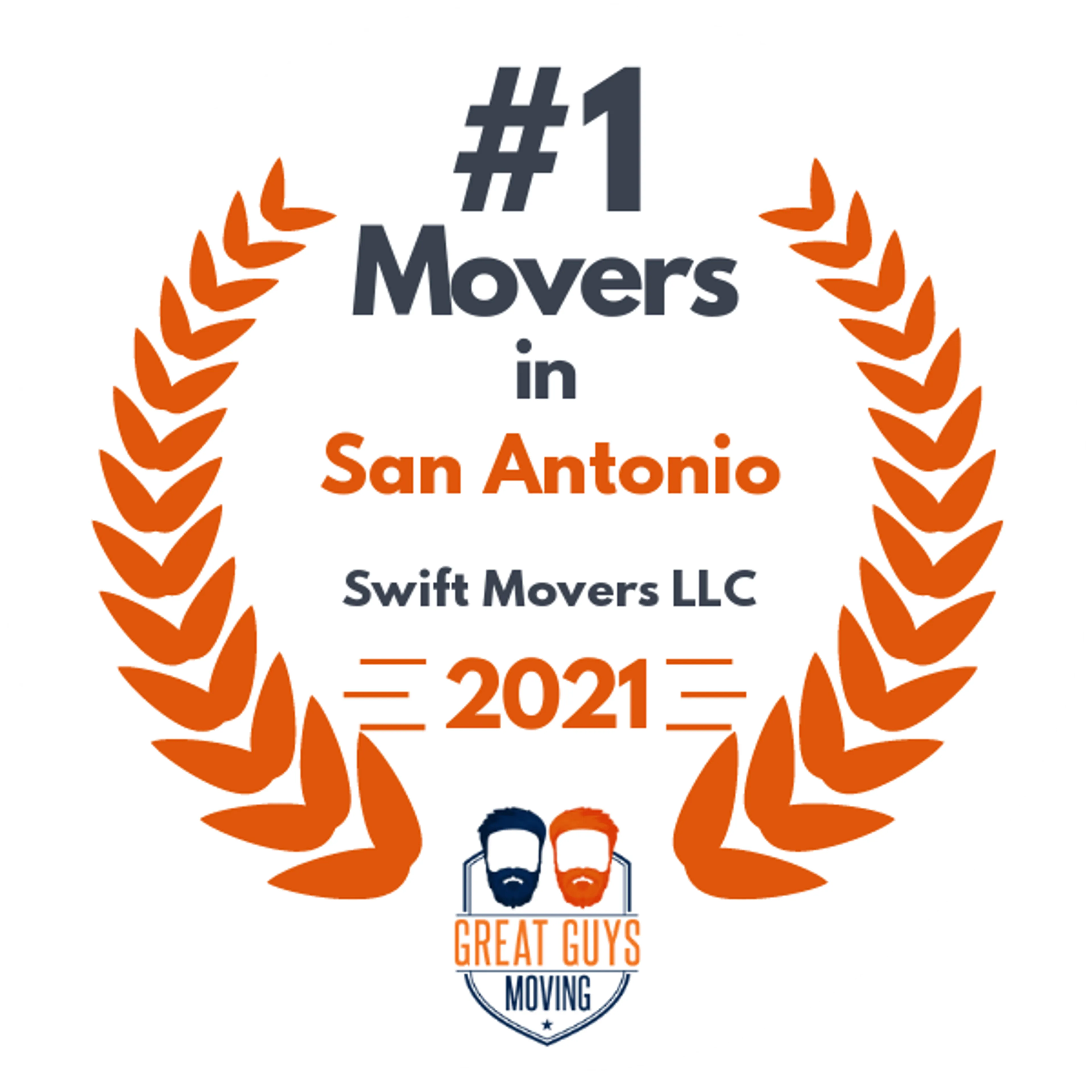 #1 Ranked Movers in San Antonio, TX 2021 award