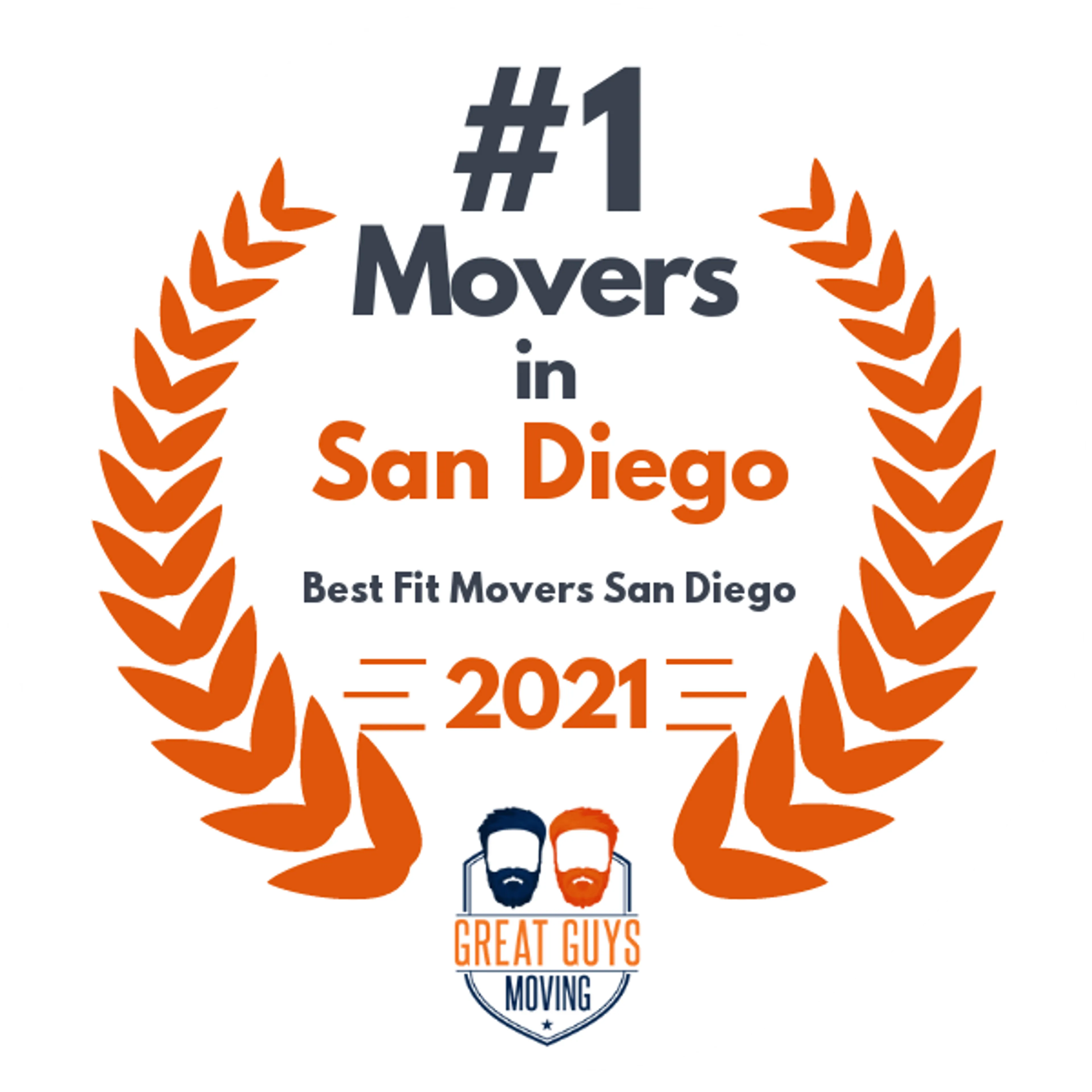 #1 Ranked Movers in San Diego, CA 2021 award