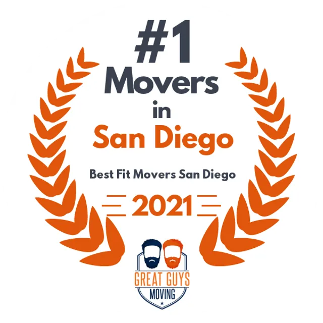 #1 Ranked Movers in San Diego, CA 2021 award