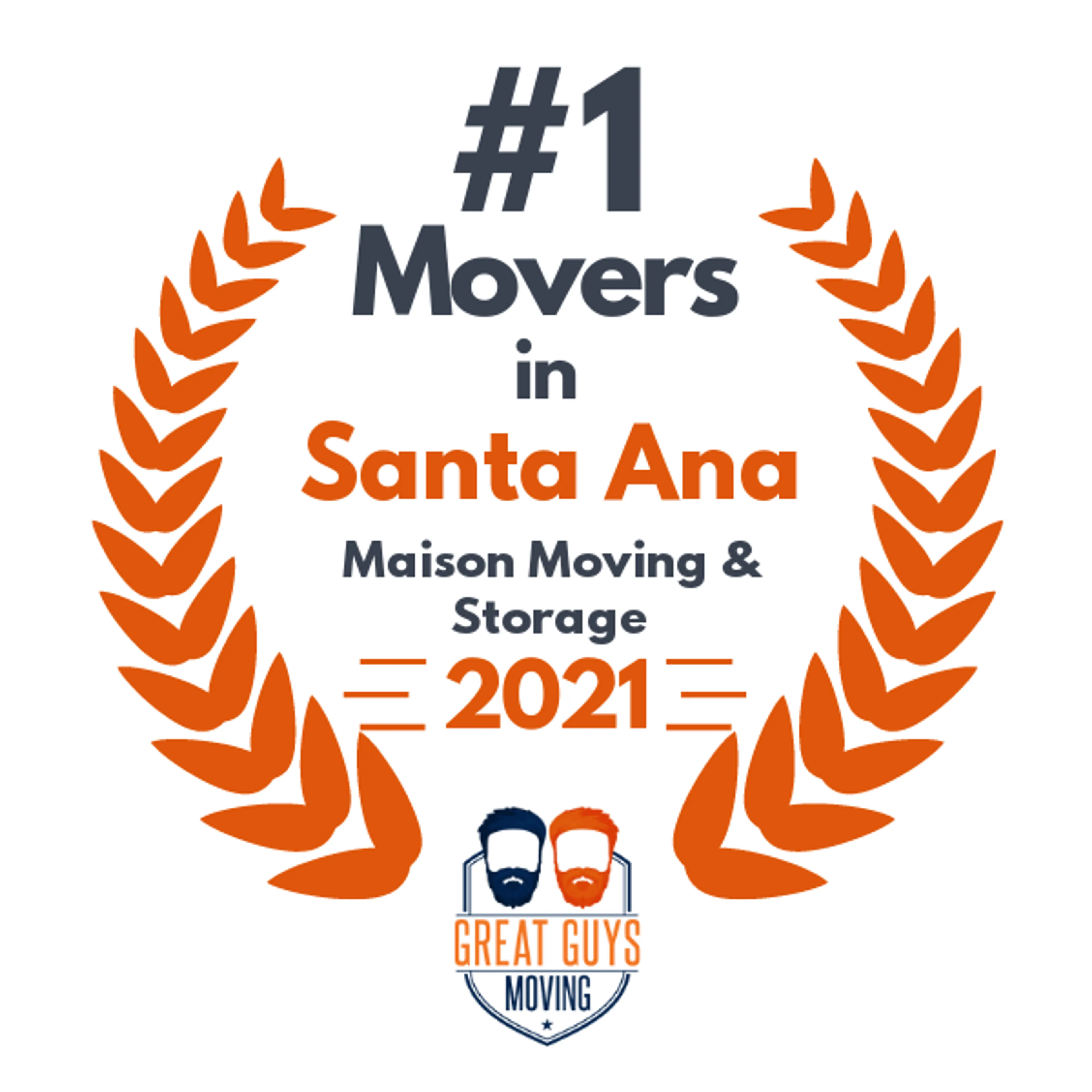 #1 Ranked Movers in Anaheim, CA 2021 award