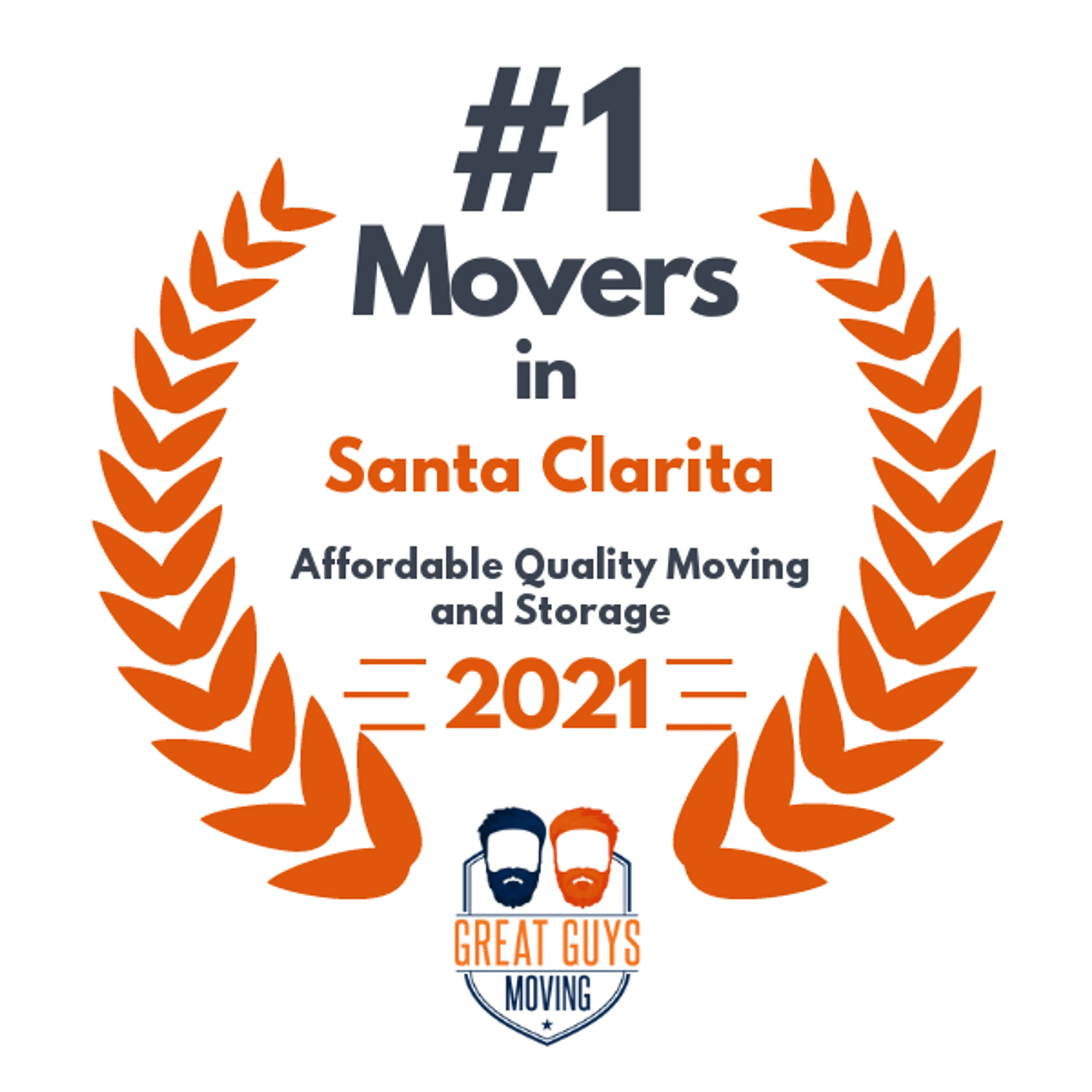 #1 Ranked Movers in Santa Clarita, CA 2021 award