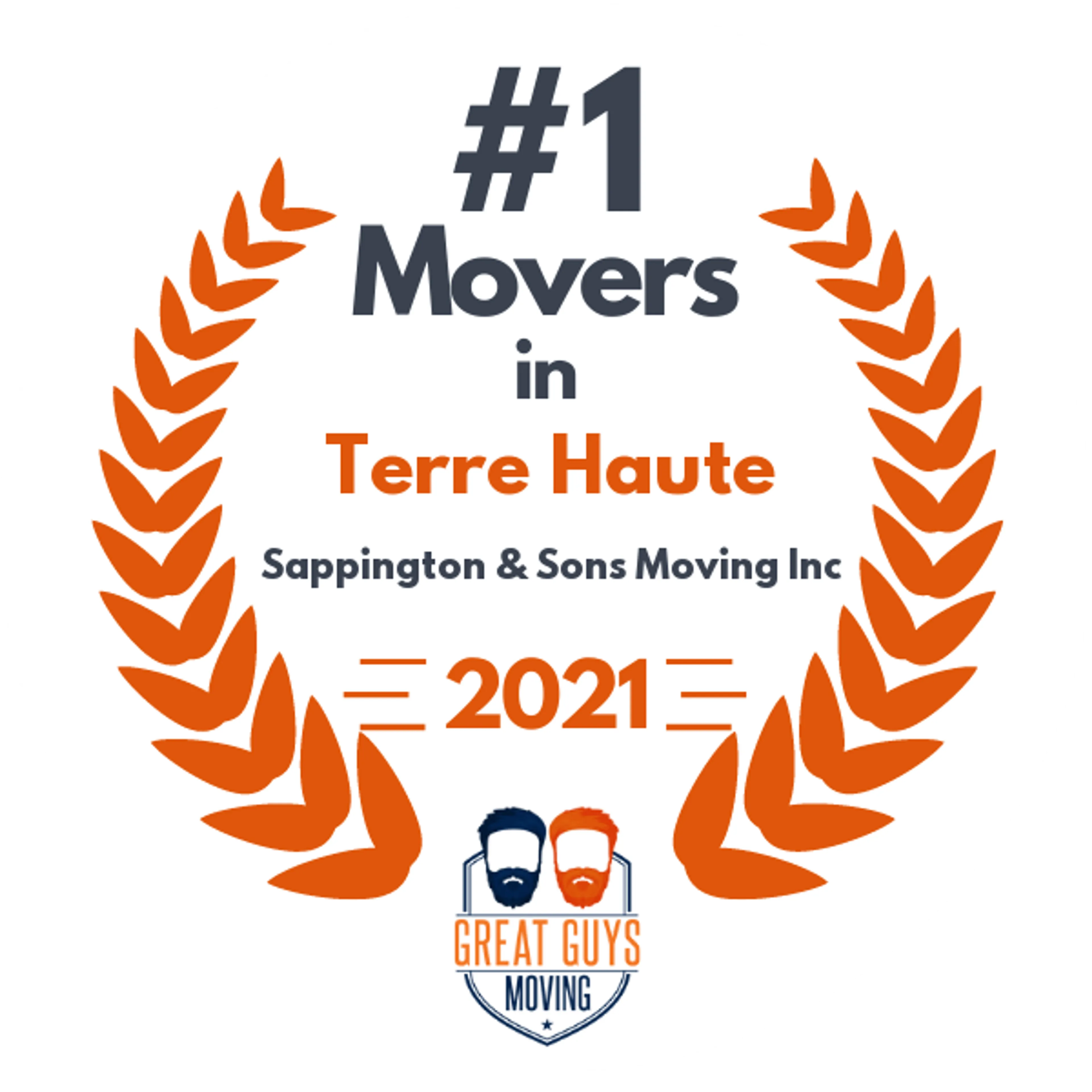 #1 Ranked Movers in Terre Haute, IN 2021 award