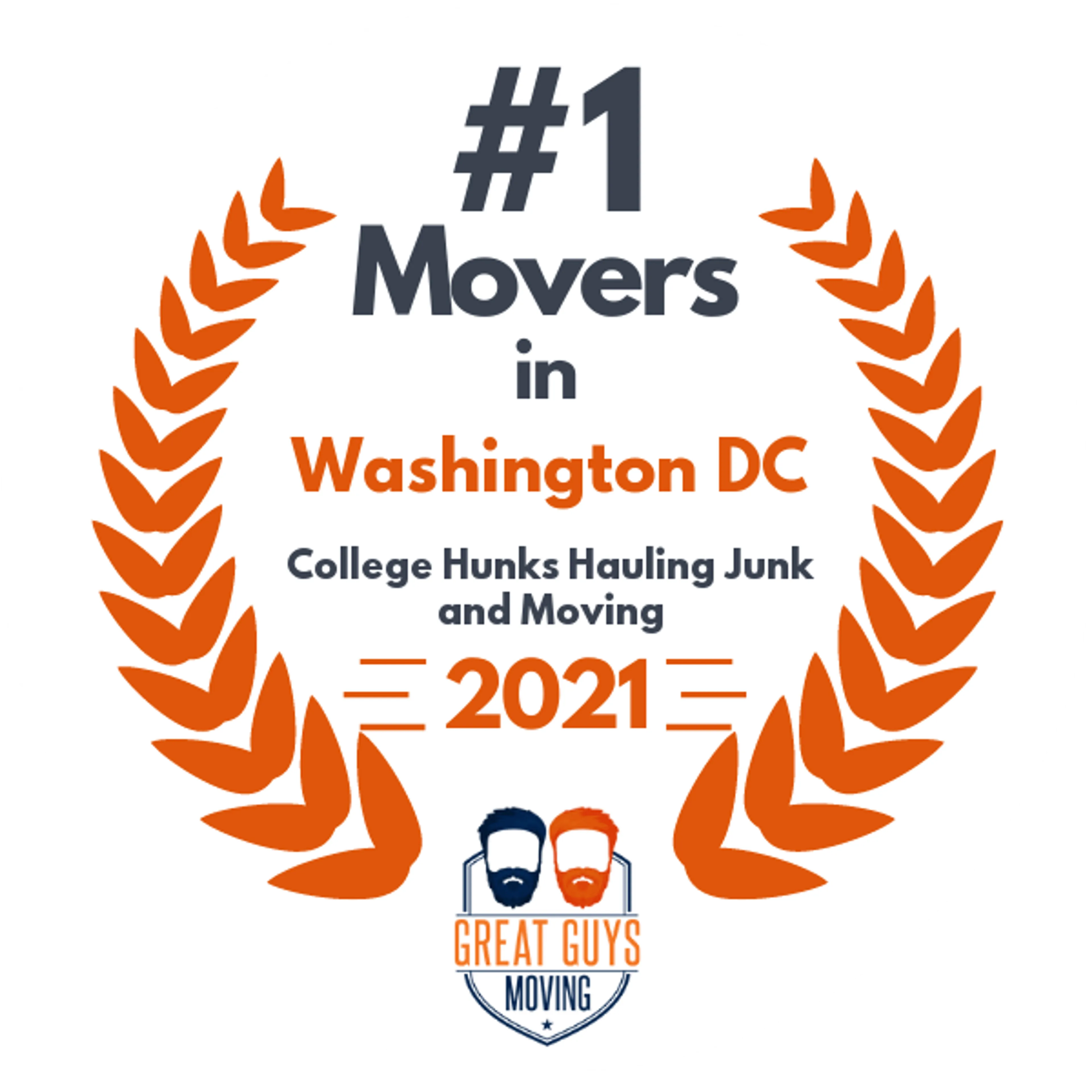 #1 Ranked Movers in Washington DC, DC 2021 award