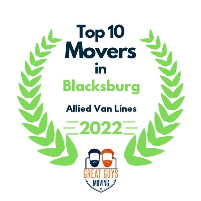 Top 10 Movers in Roanoke, VA 2022 award