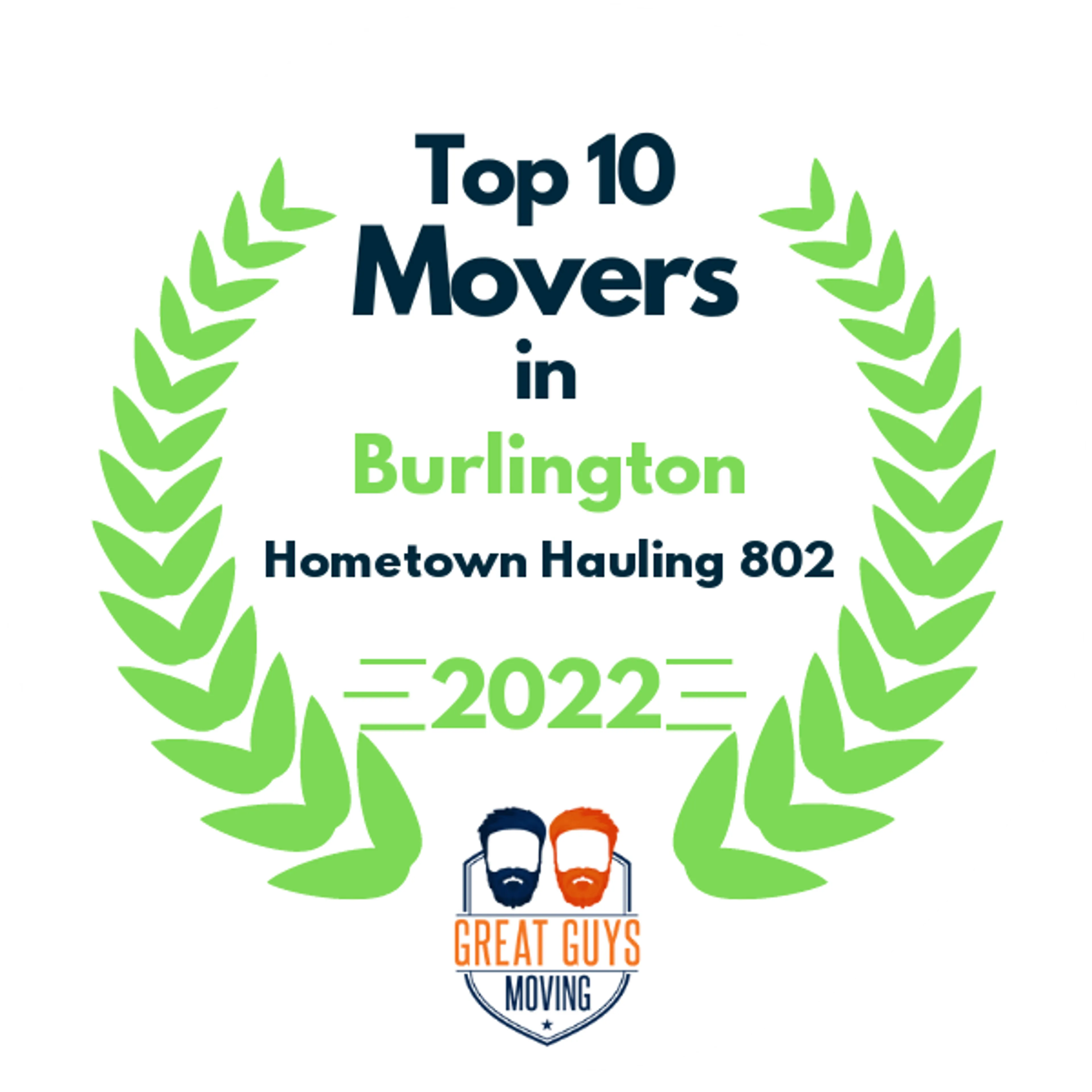 Top 10 Movers in Burlington, VT 2022 award