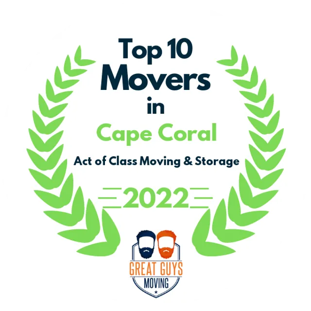 Top 10 Movers in Cape Coral, FL 2022 award