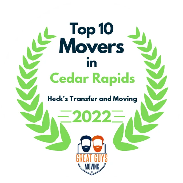 Top 10 Movers in Cedar Rapids, IA 2022 award