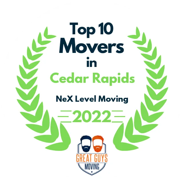 Top 10 Movers in Cedar Rapids, IA 2022 award