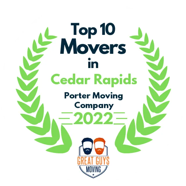 Top 10 Movers in Cedar Rapids, IA 2022 award