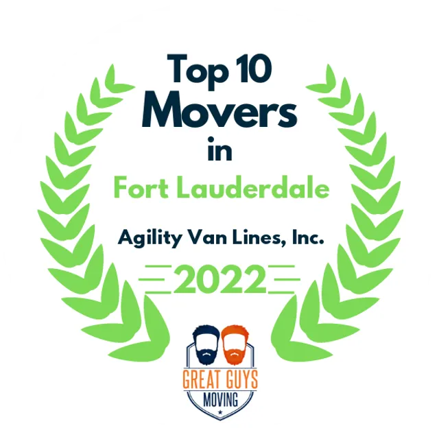 Top 10 Movers in Fort Lauderdale, FL 2022 award