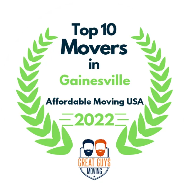 Top 10 Movers in Gainesville, FL 2022 award