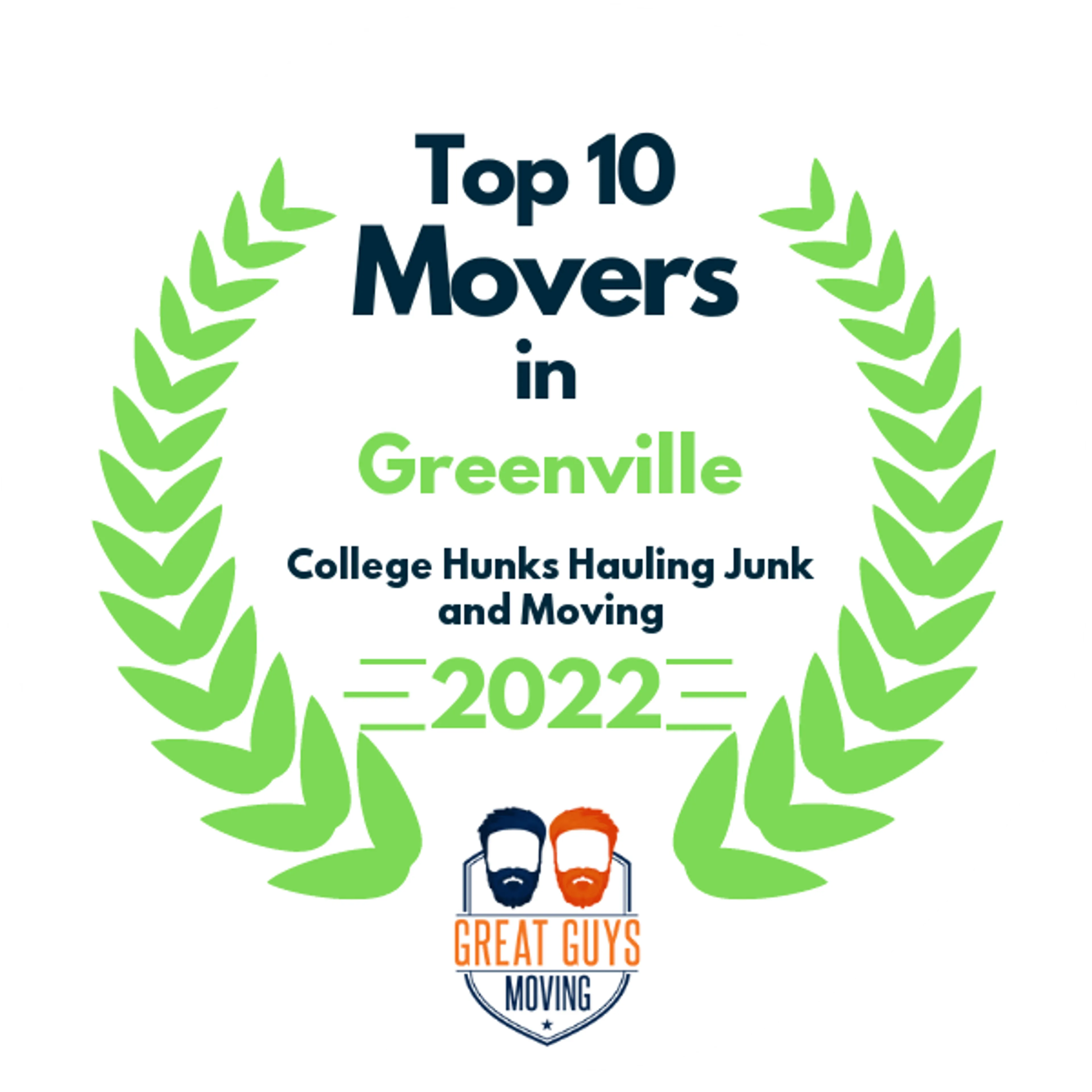 Top 10 Movers in Greenville, SC 2022 award