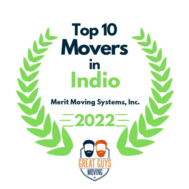 Top 10 Movers in Indio, CA 2022 award