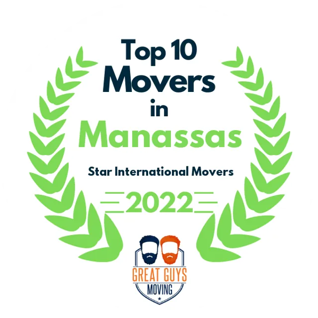 Top 10 Movers in Manassas, VA 2022 award