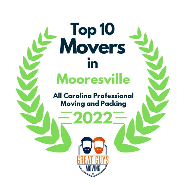 Top 10 Movers in Concord, NC 2022 award